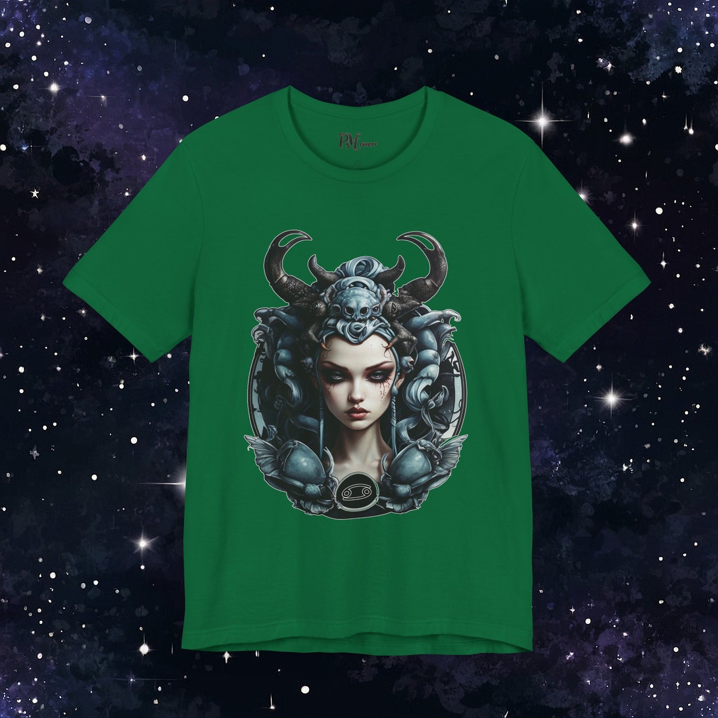 Gothic Cancer Zodiac T-Shirt - Dark Style with Symbol (Bella Canvas 3001)