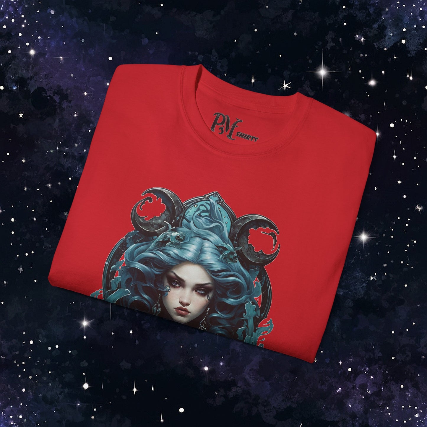 Gothic Pisces Zodiac T-Shirt: Dark Style Graphic Tee (Gildan 2000)