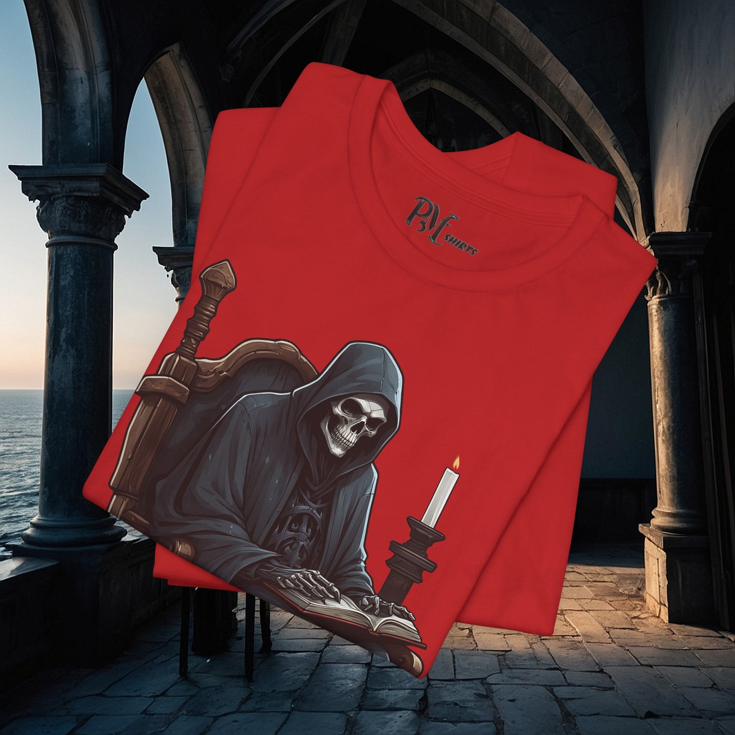 Grim Reaper Reading Tee (Bella Canvas 3001)
