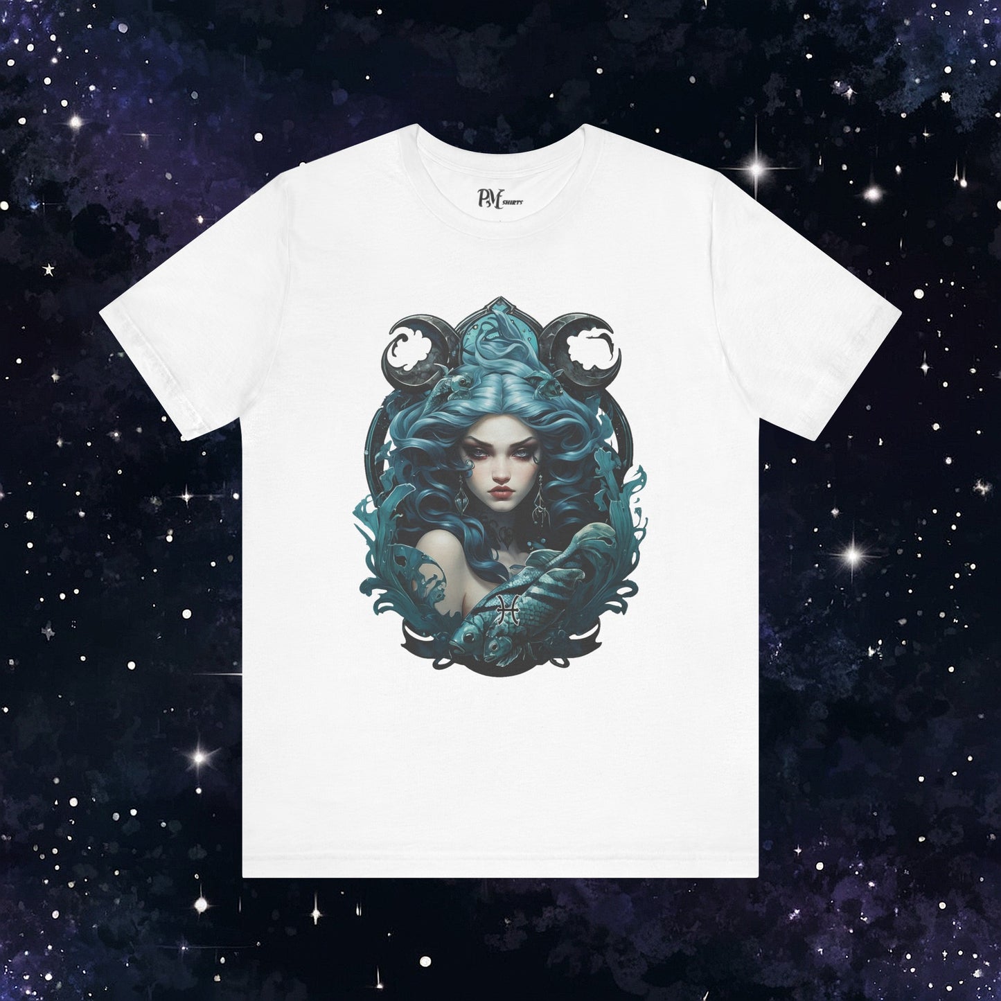 Gothic Pisces Zodiac T-Shirt: Dark Style Graphic Tee (Bella Canvas 3001)