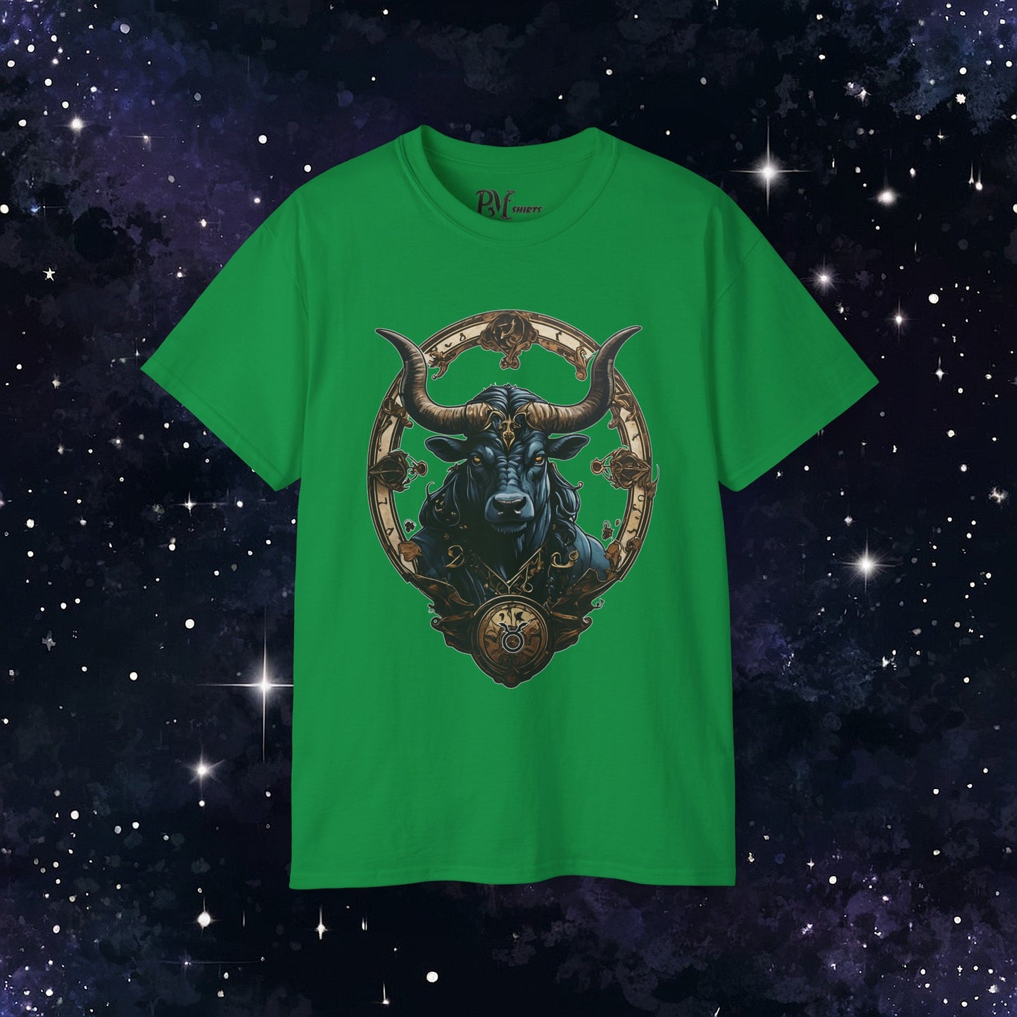 Gothic Taurus Zodiac T-Shirt: Dark Style Graphic Tee (Gildan 2000)