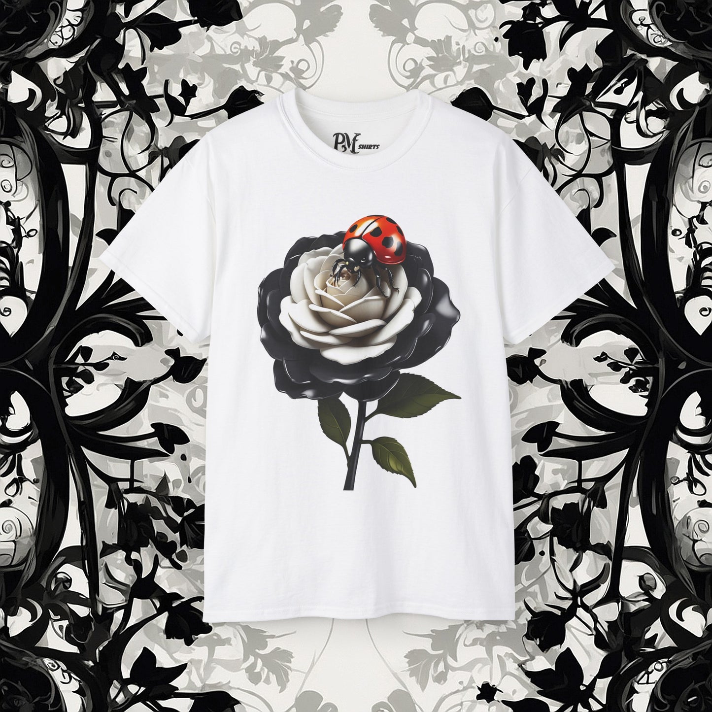 Ladybug on a Rose Tee (Gildan 2000)