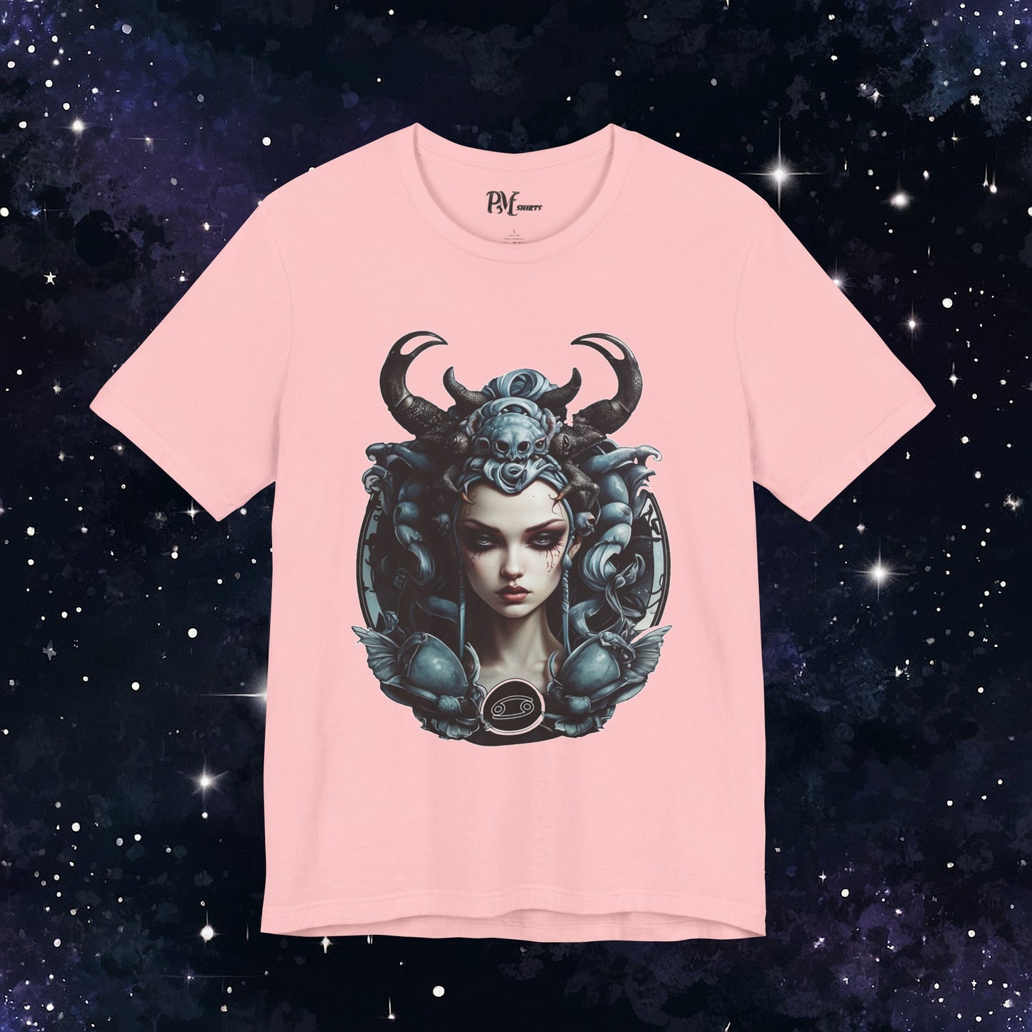 Gothic Cancer Zodiac T-Shirt - Dark Style with Symbol (Bella Canvas 3001)