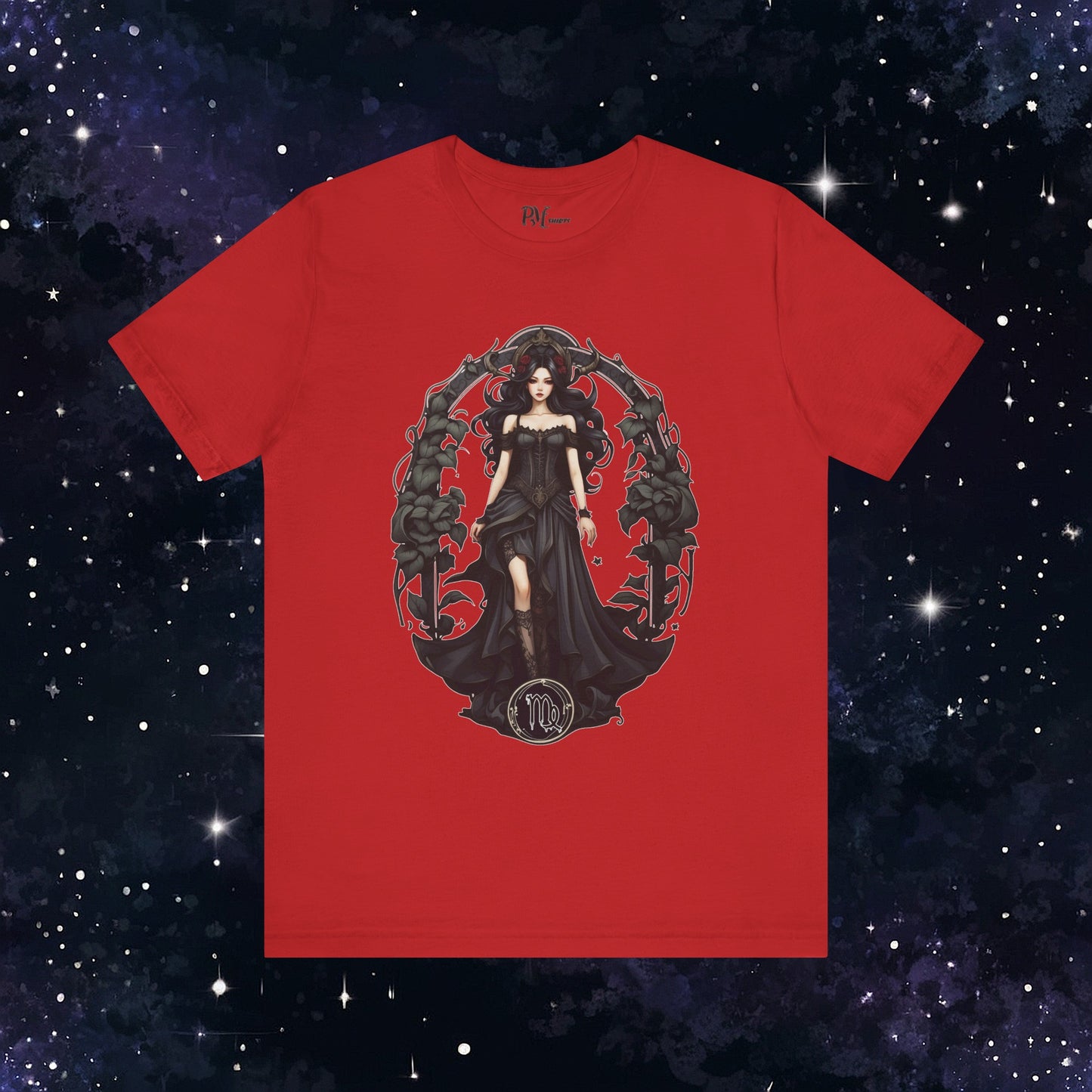 Gothic Virgo Zodiac T-Shirt: Dark Style Graphic Tee (Bella Canvas 3001)