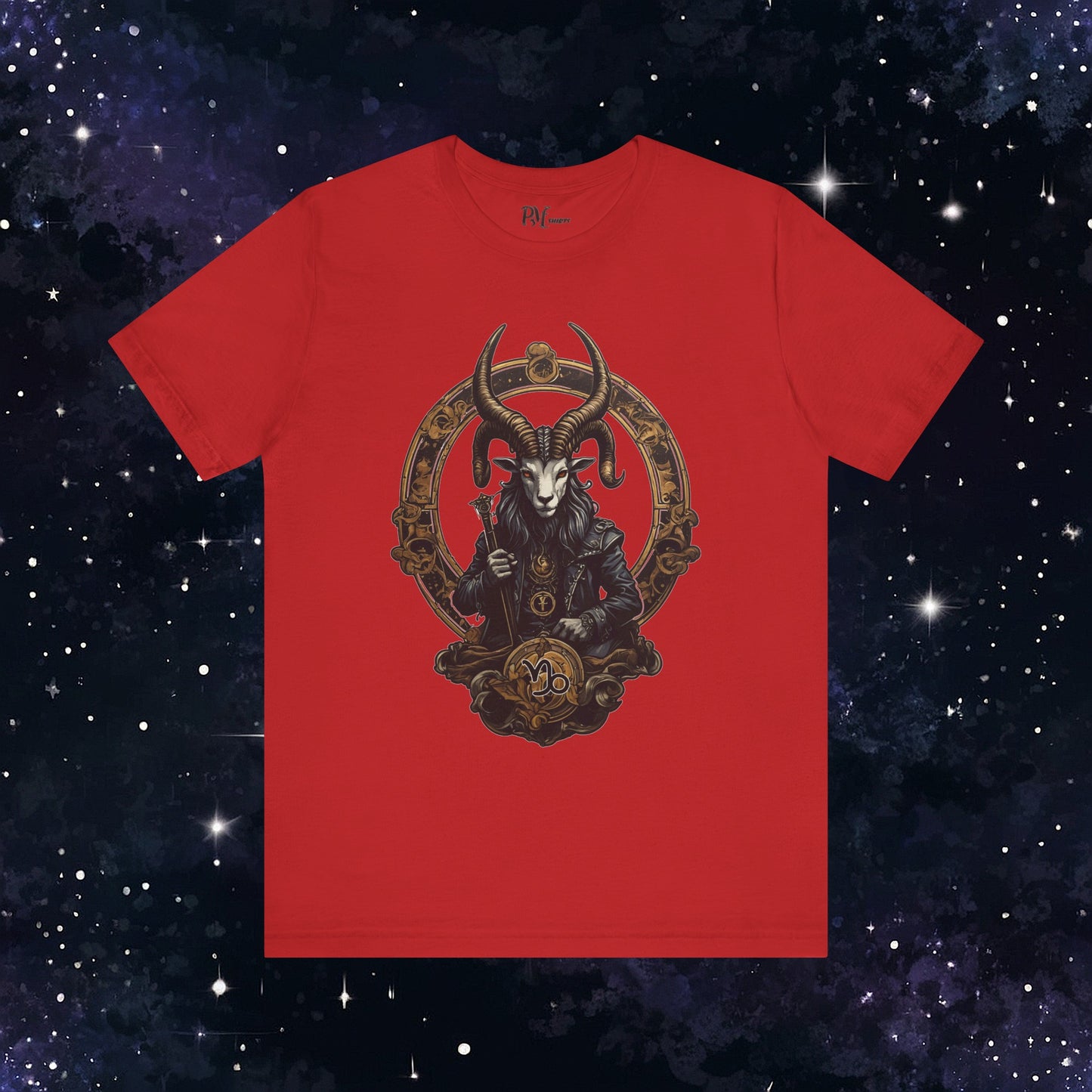Gothic Capricorn Zodiac T-Shirt - Dark Style with Symbol (Bella Canvas 3001)