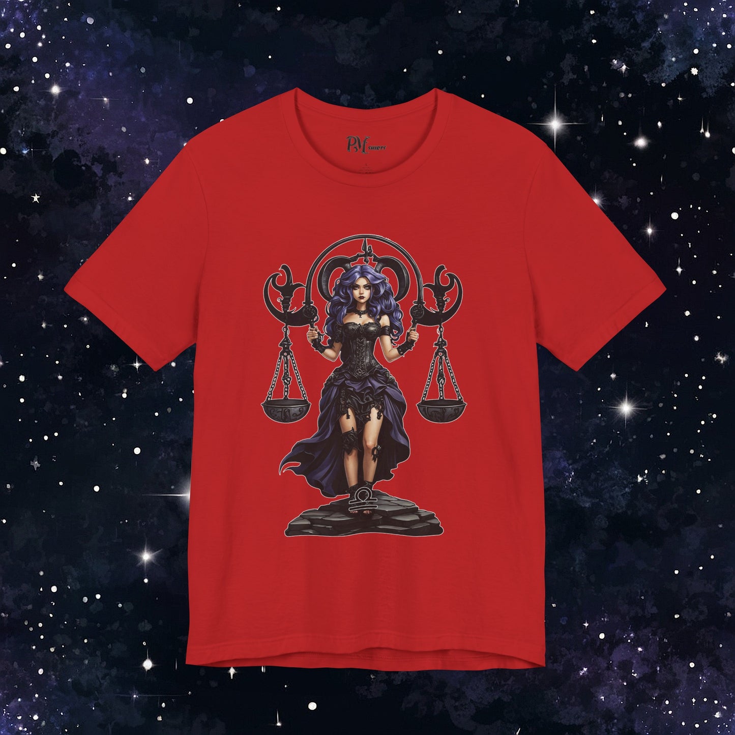Gothic Libra Zodiac T-Shirt: Dark Style Graphic Tee (Bella Canvas 3001)