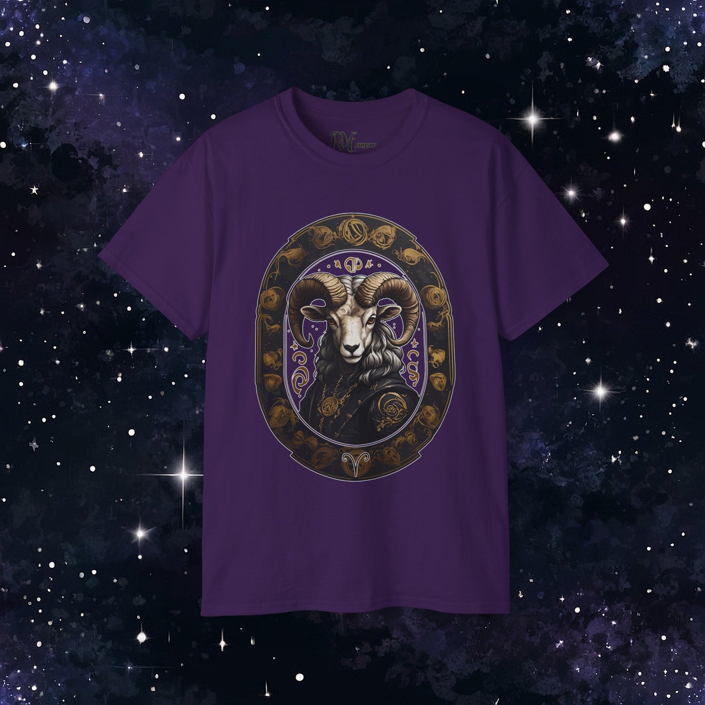 Gothic Aries Zodiac T-Shirt: Dark Style Graphic Tee (Gildan 2000)