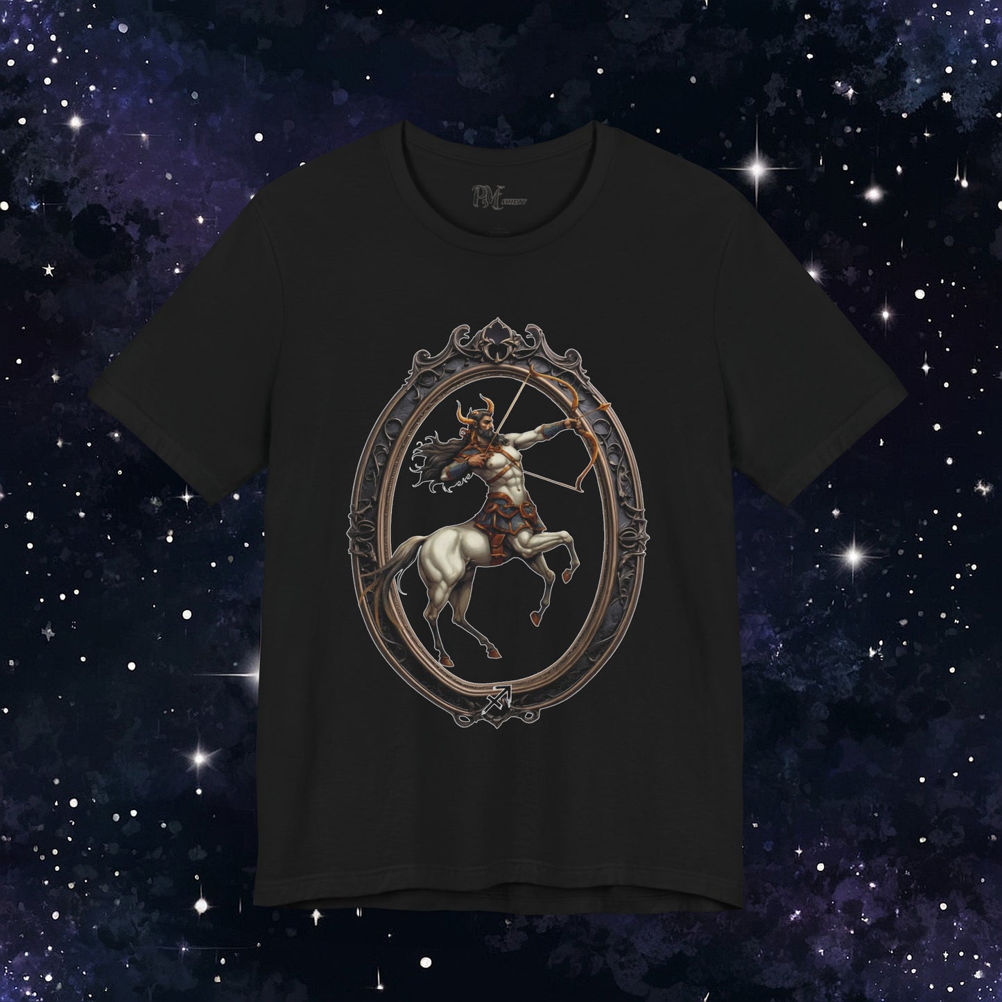 Gothic Sagittarius Zodiac T-Shirt: Dark Style Graphic Tee (Bella Canvas 3001)