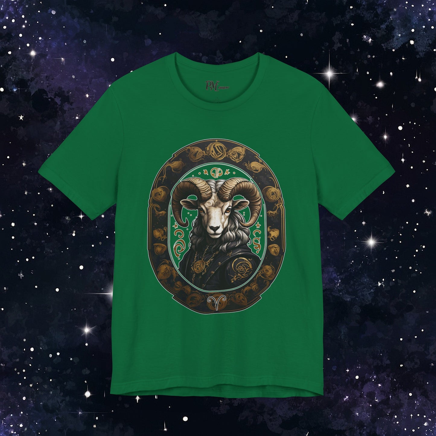 Gothic Aries Zodiac T-Shirt: Dark Style Graphic Tee (Bella Canvas 3001)