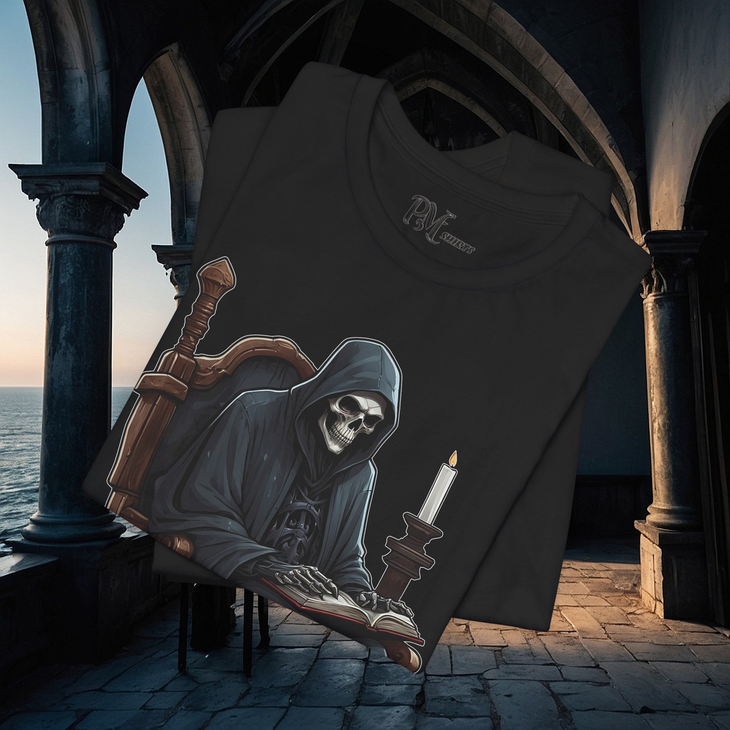 Grim Reaper Reading Tee (Bella Canvas 3001)