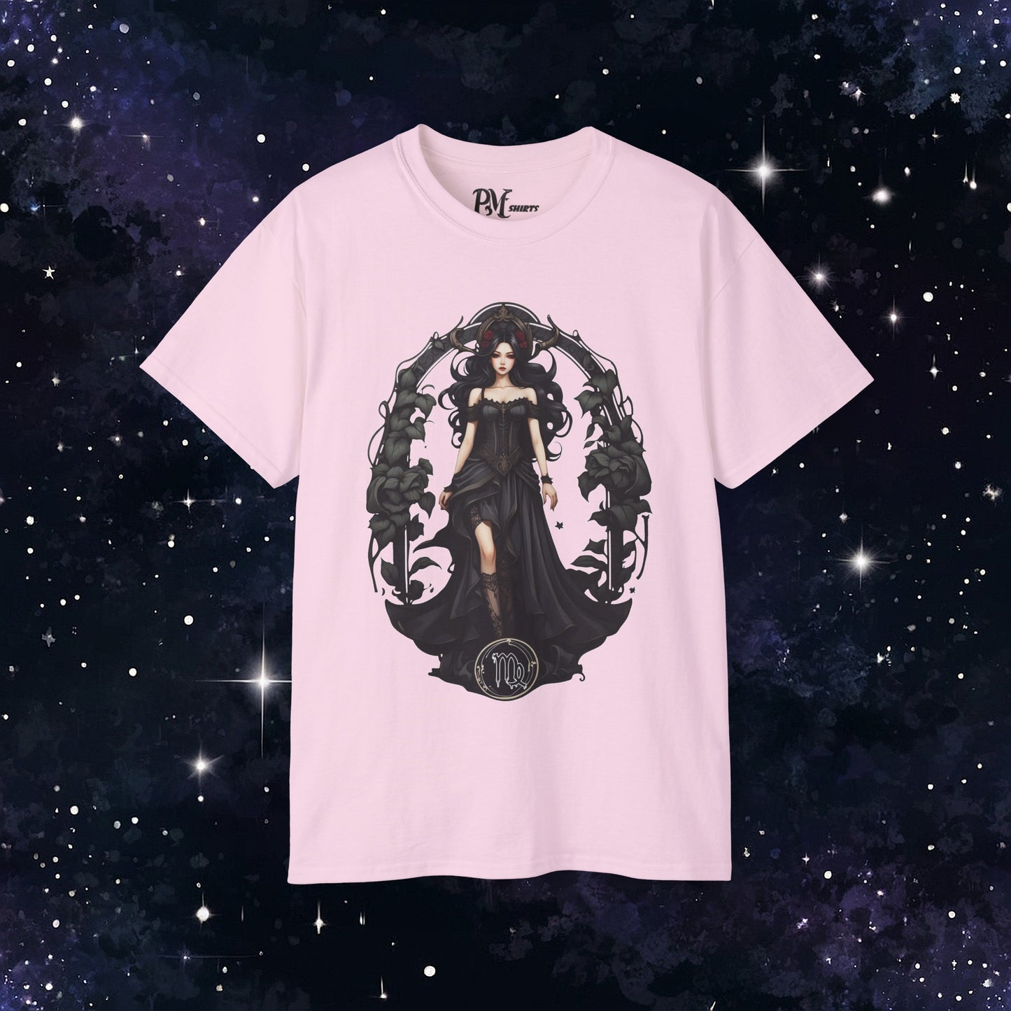 Gothic Virgo Zodiac T-Shirt: Dark Style Graphic Tee (Gildan 2000)