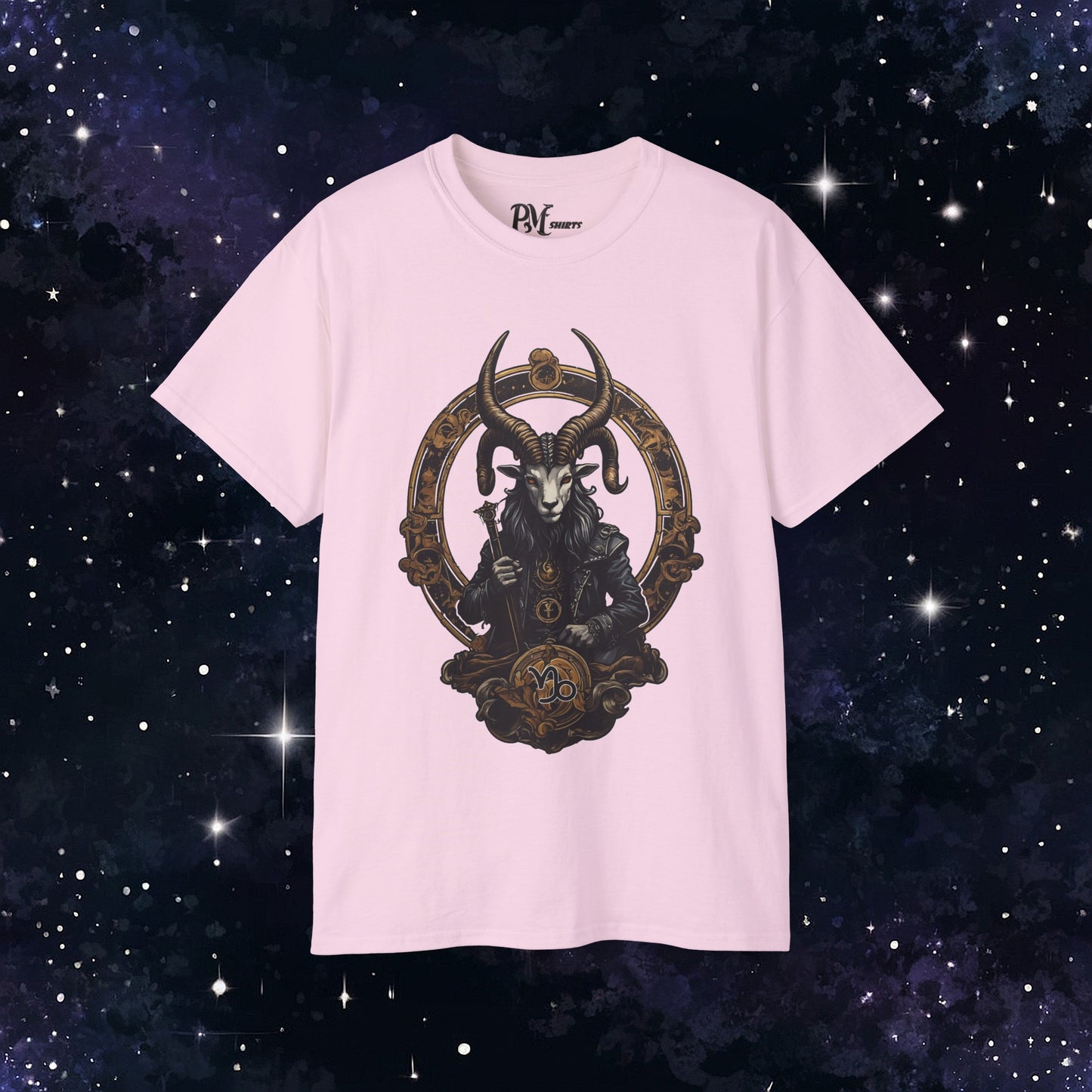 Gothic Capricorn Zodiac T-Shirt - Dark Style with Symbol (Gildan 2000)