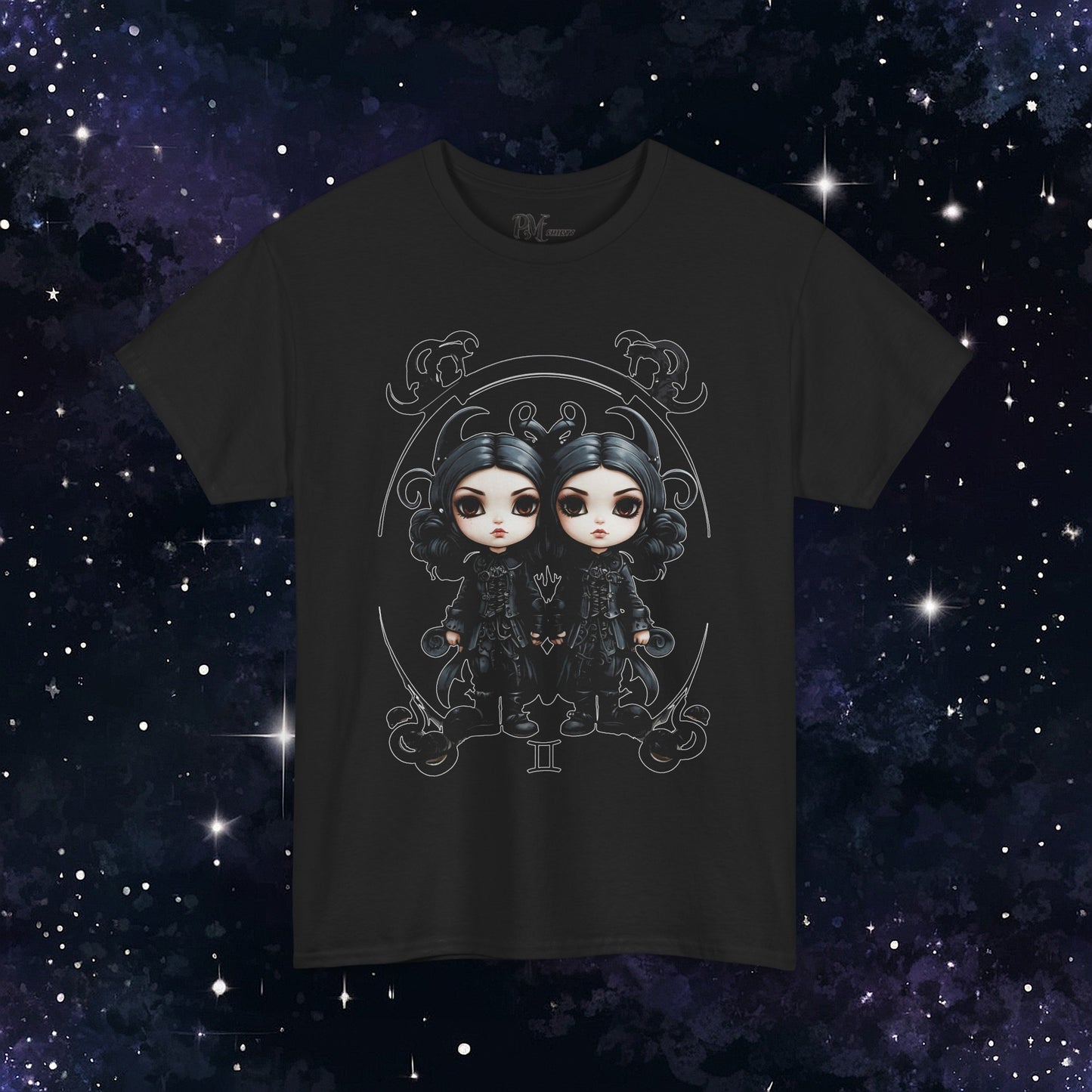 Gothic Gemini Zodiac T-Shirt: Dark Style Graphic Tee