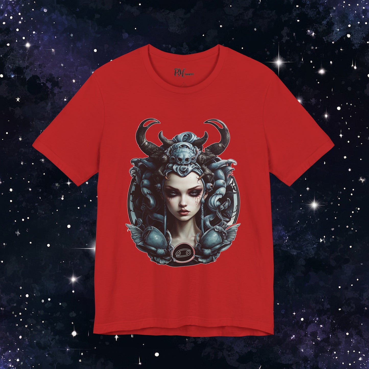 Gothic Cancer Zodiac T-Shirt - Dark Style with Symbol (Bella Canvas 3001)