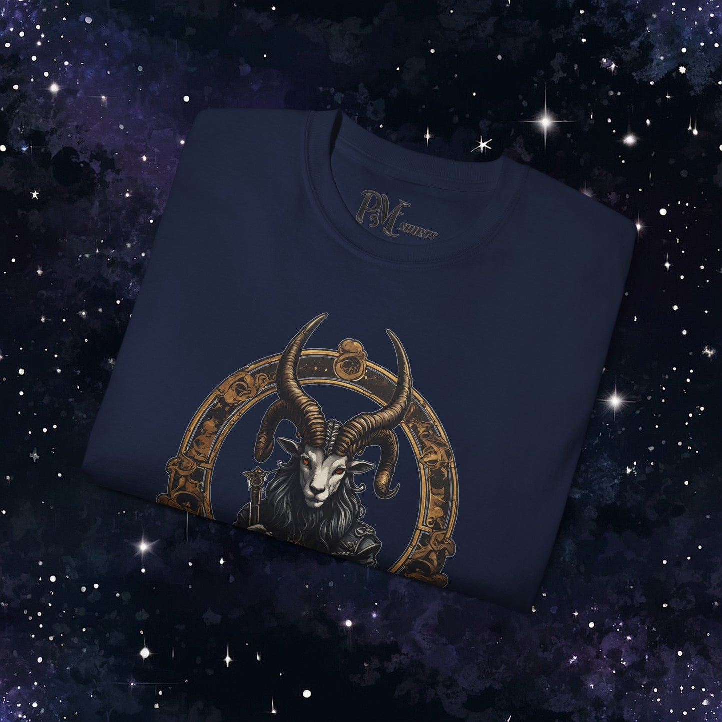 Gothic Capricorn Zodiac T-Shirt - Dark Style with Symbol (Gildan 2000)