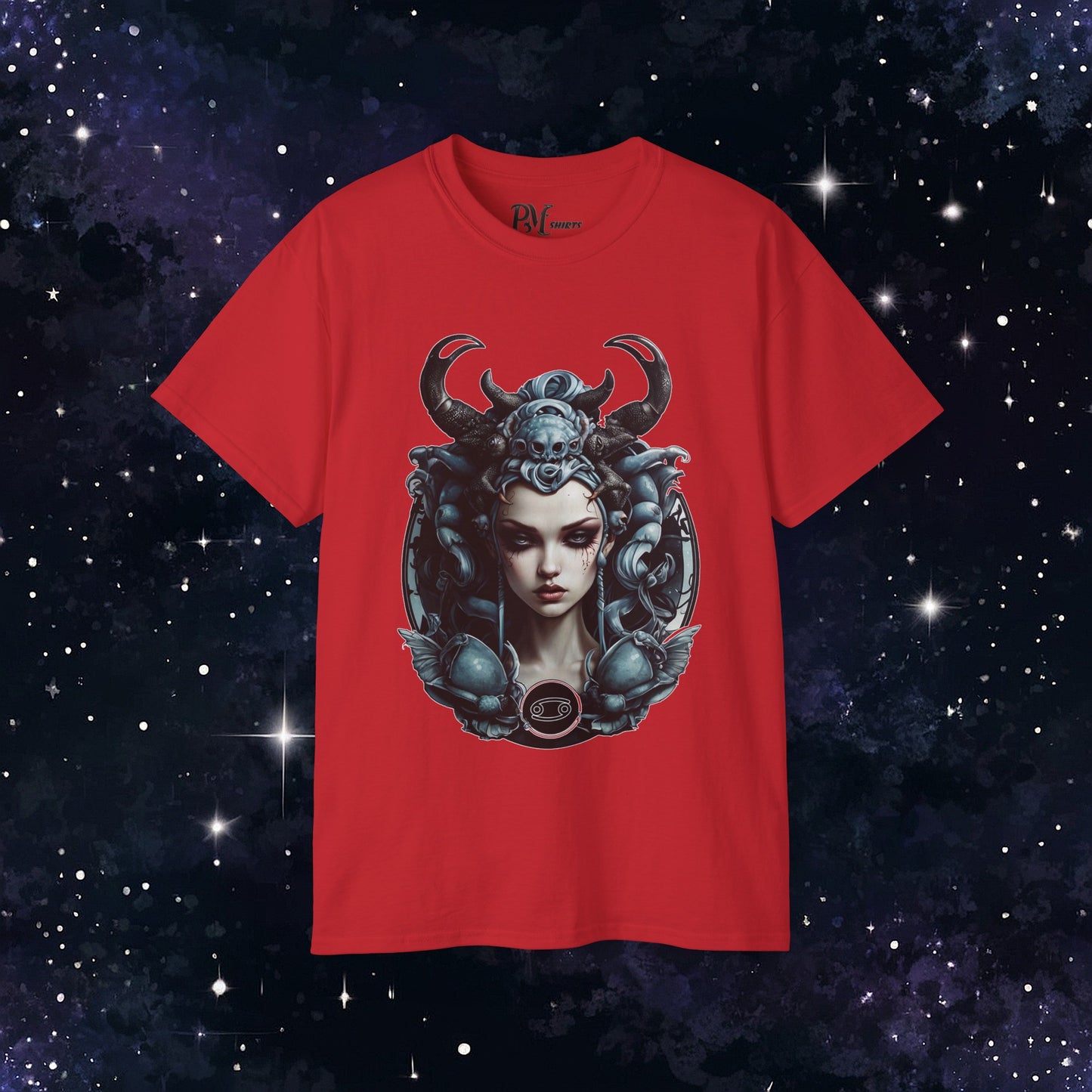 Gothic Cancer Zodiac T-Shirt - Dark Style with Symbol (Gildan 2000)