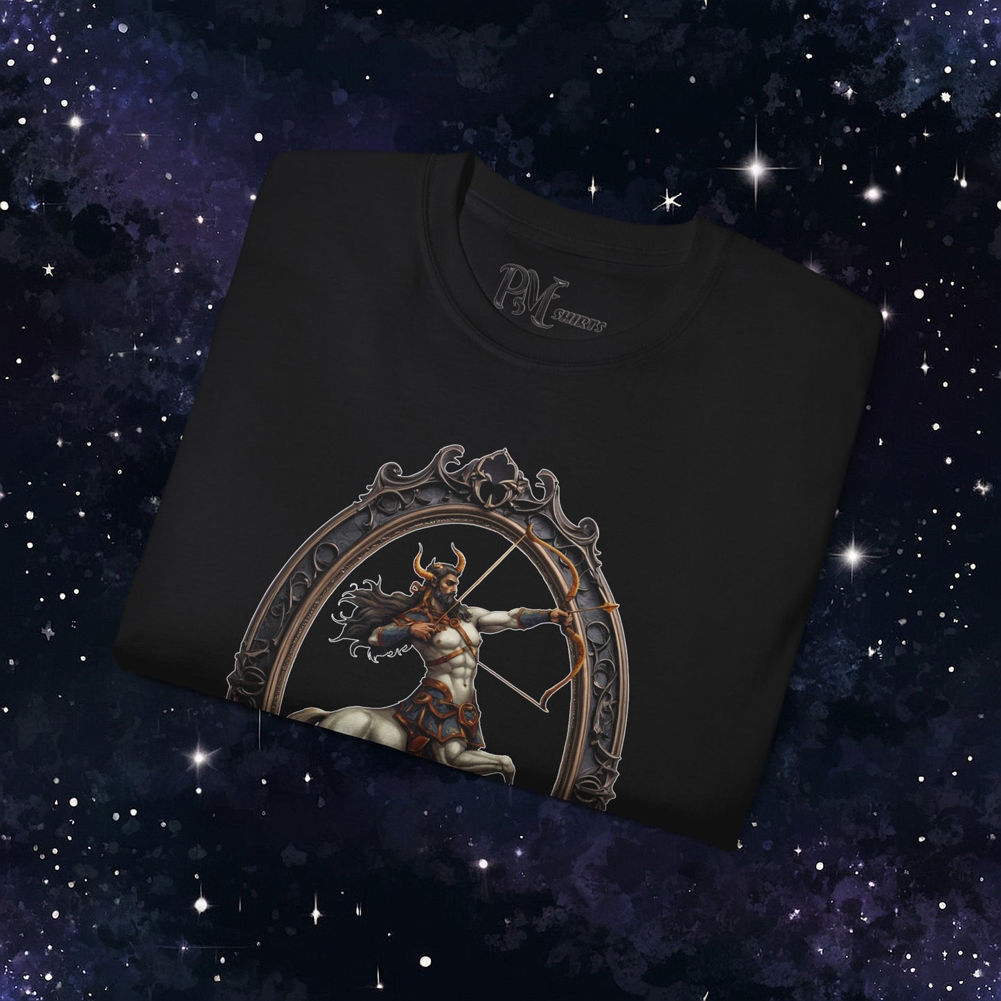 Gothic Sagittarius Zodiac T-Shirt: Dark Style Graphic Tee (Gildan 2000)