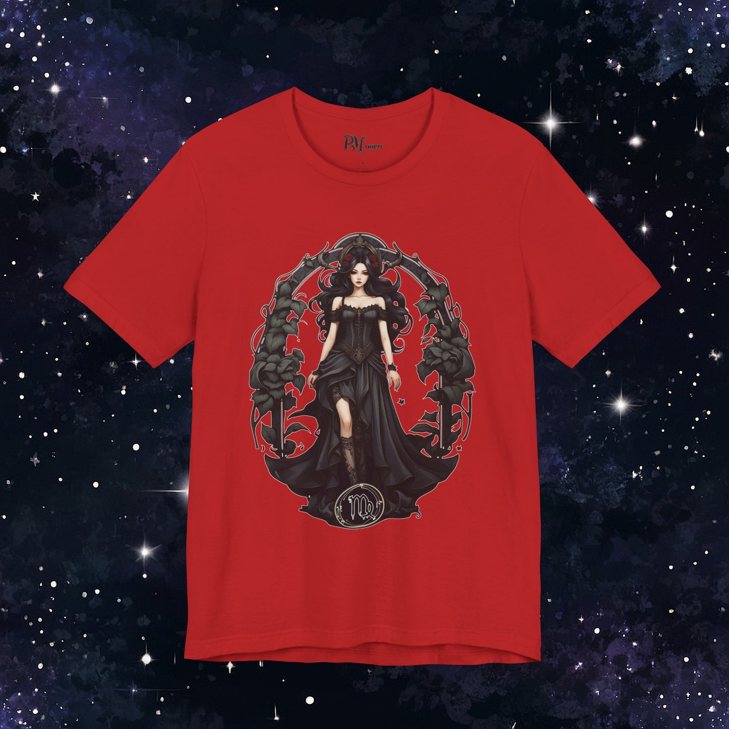 Gothic Virgo Zodiac T-Shirt: Dark Style Graphic Tee (Bella Canvas 3001)
