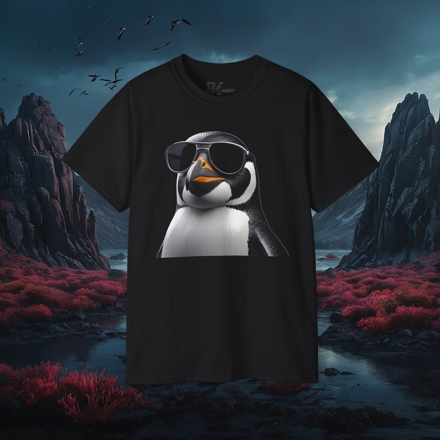 Gothic Penguin T-Shirt: Dark Style Tee (Gildan 2000)