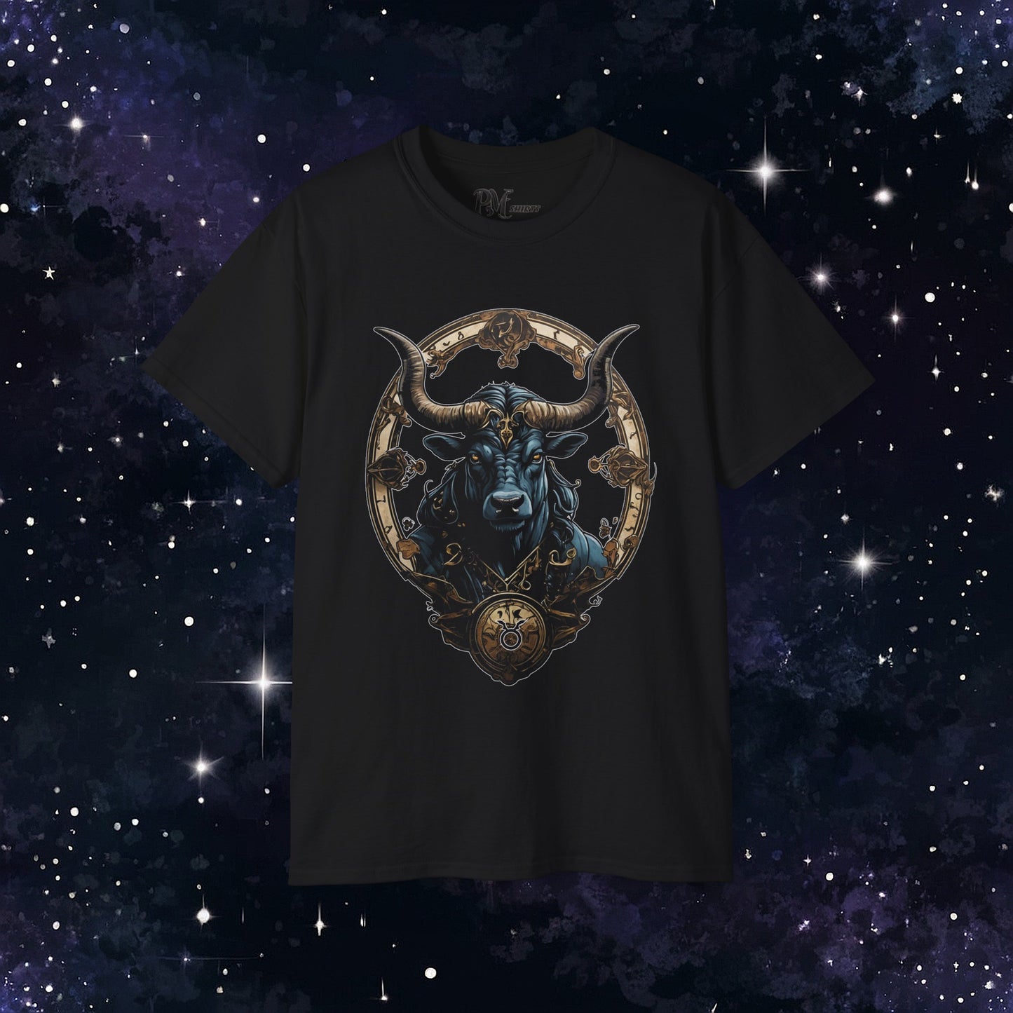 Gothic Taurus Zodiac T-Shirt: Dark Style Graphic Tee (Gildan 2000)