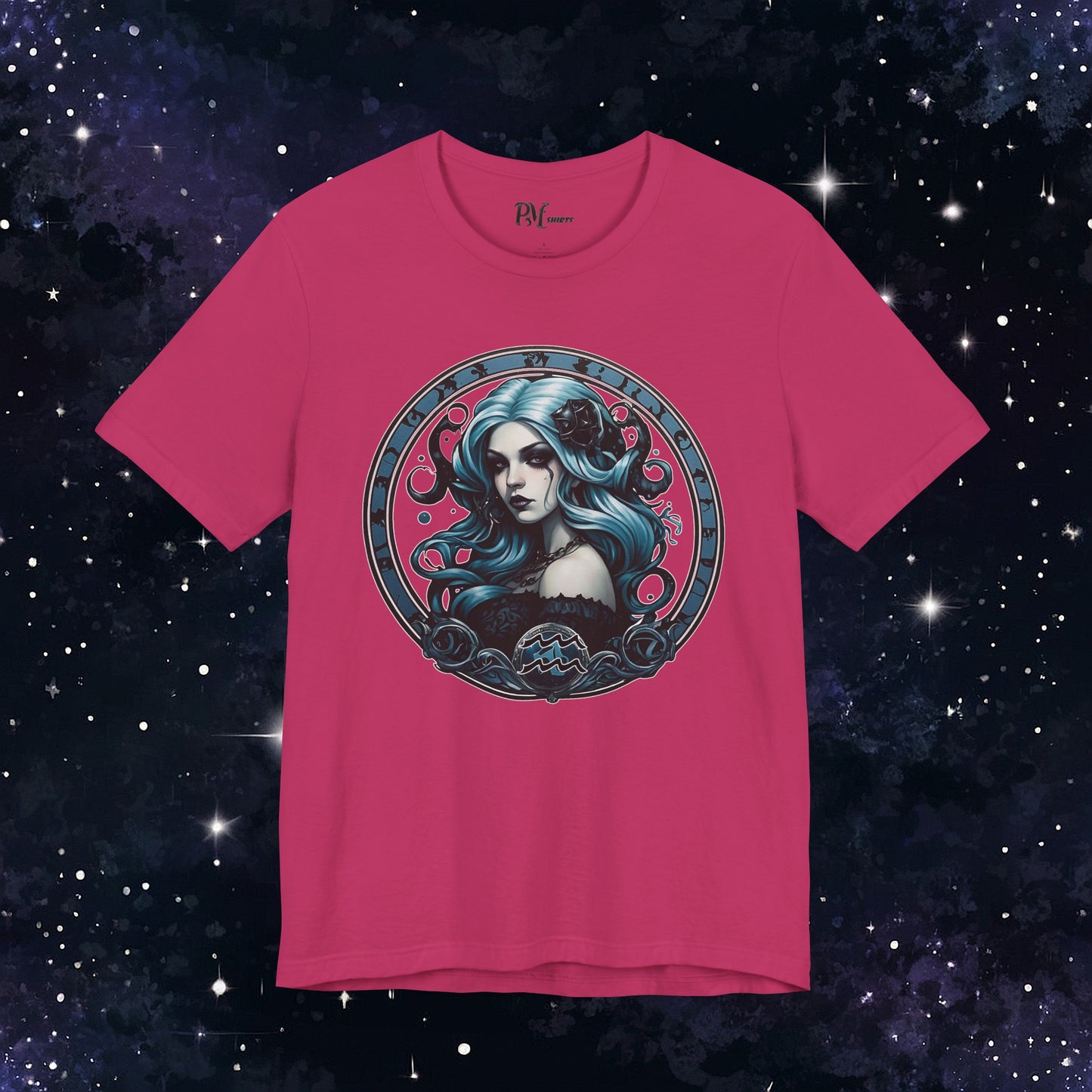 Gothic Aquarius Zodiac T-Shirt: Dark Style Graphic Tee (Bella Canvas 3001)