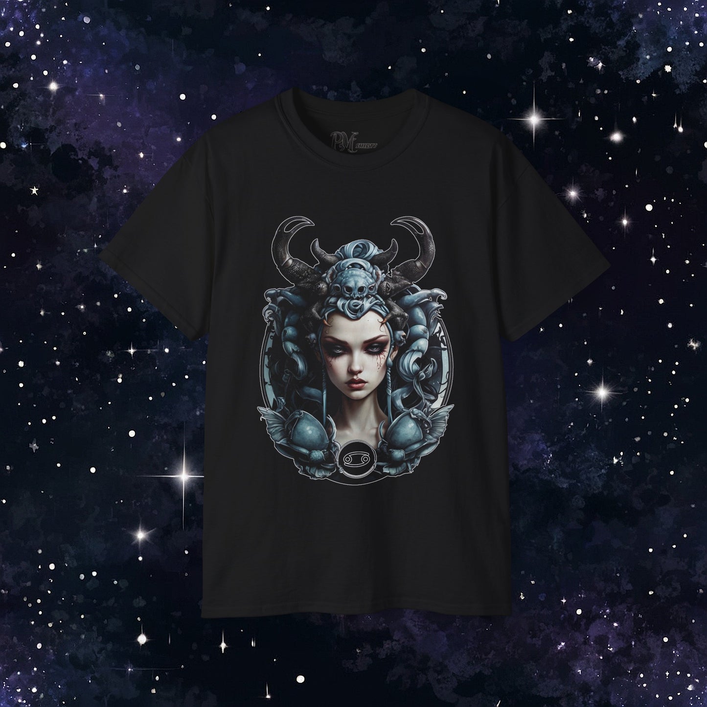 Gothic Cancer Zodiac T-Shirt - Dark Style with Symbol (Gildan 2000)