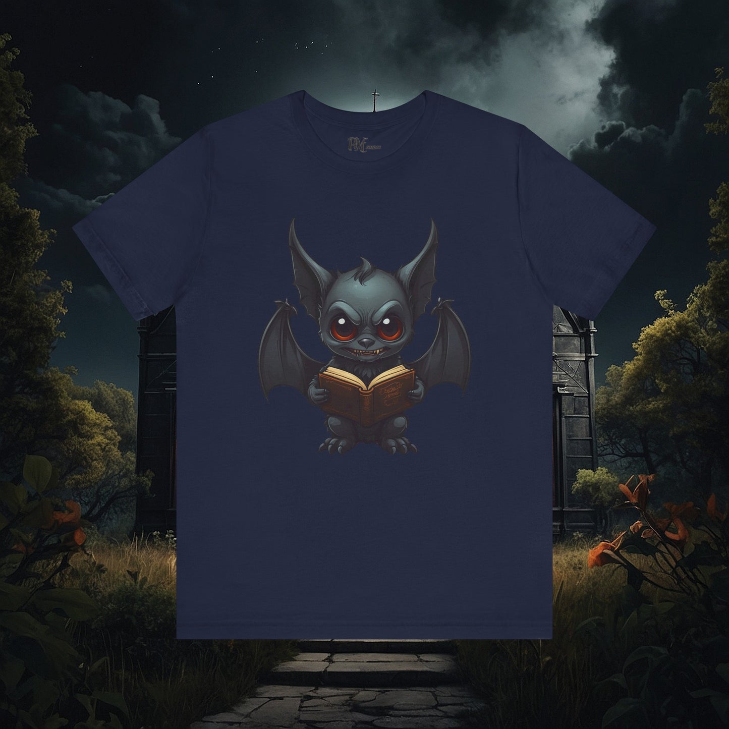 Gothic Bat Reading T-Shirt (Bella Canvas 3001)
