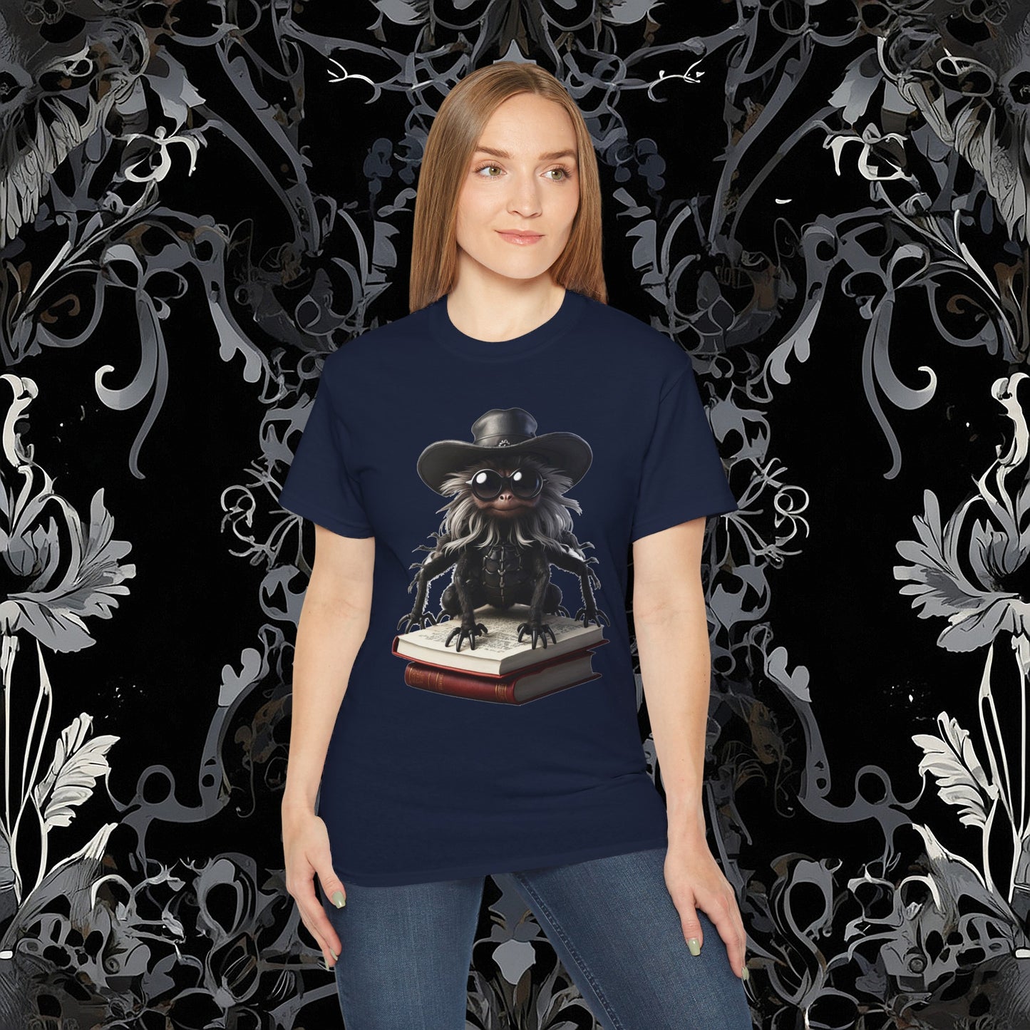 Goth Reading Spider T-Shirt | Dark Fantasy Tee (Gildan 2000)