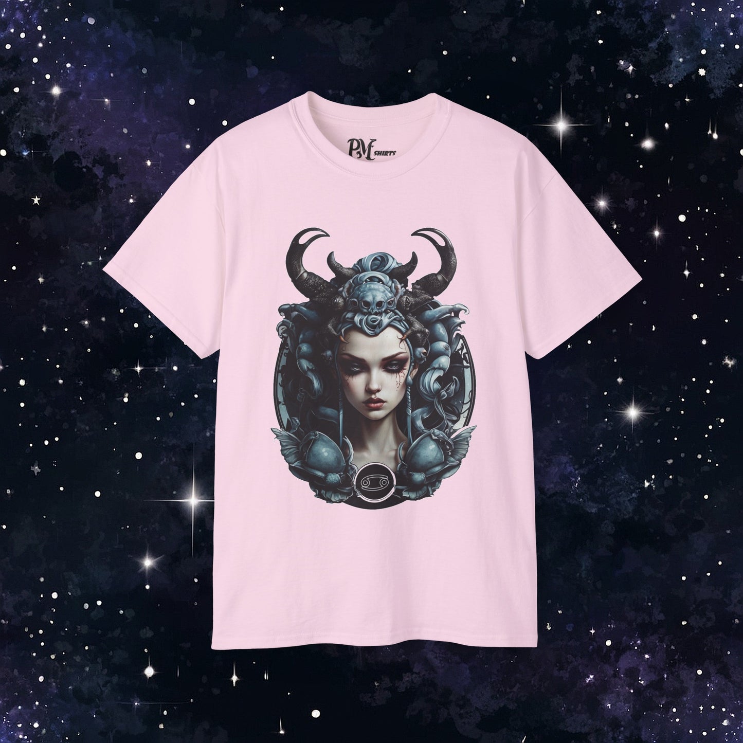 Gothic Cancer Zodiac T-Shirt - Dark Style with Symbol (Gildan 2000)