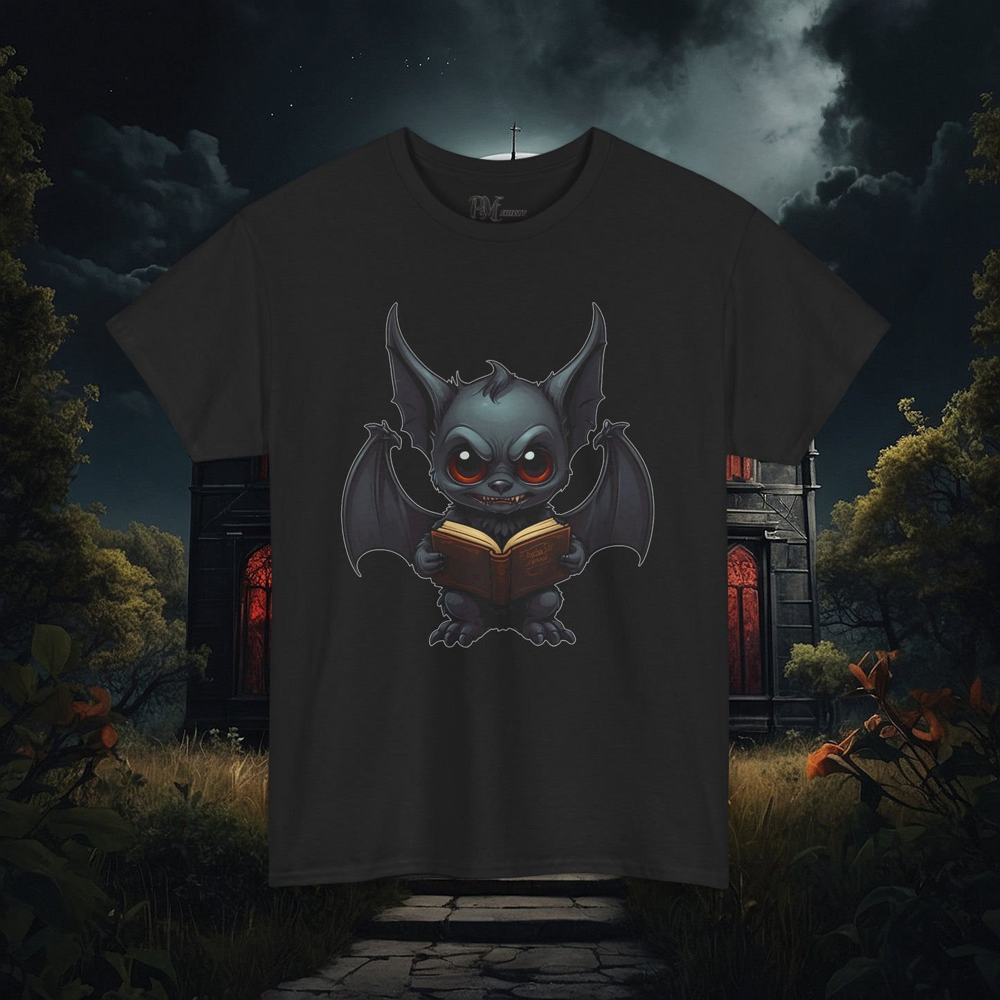 Gothic Bat Reading T-Shirt