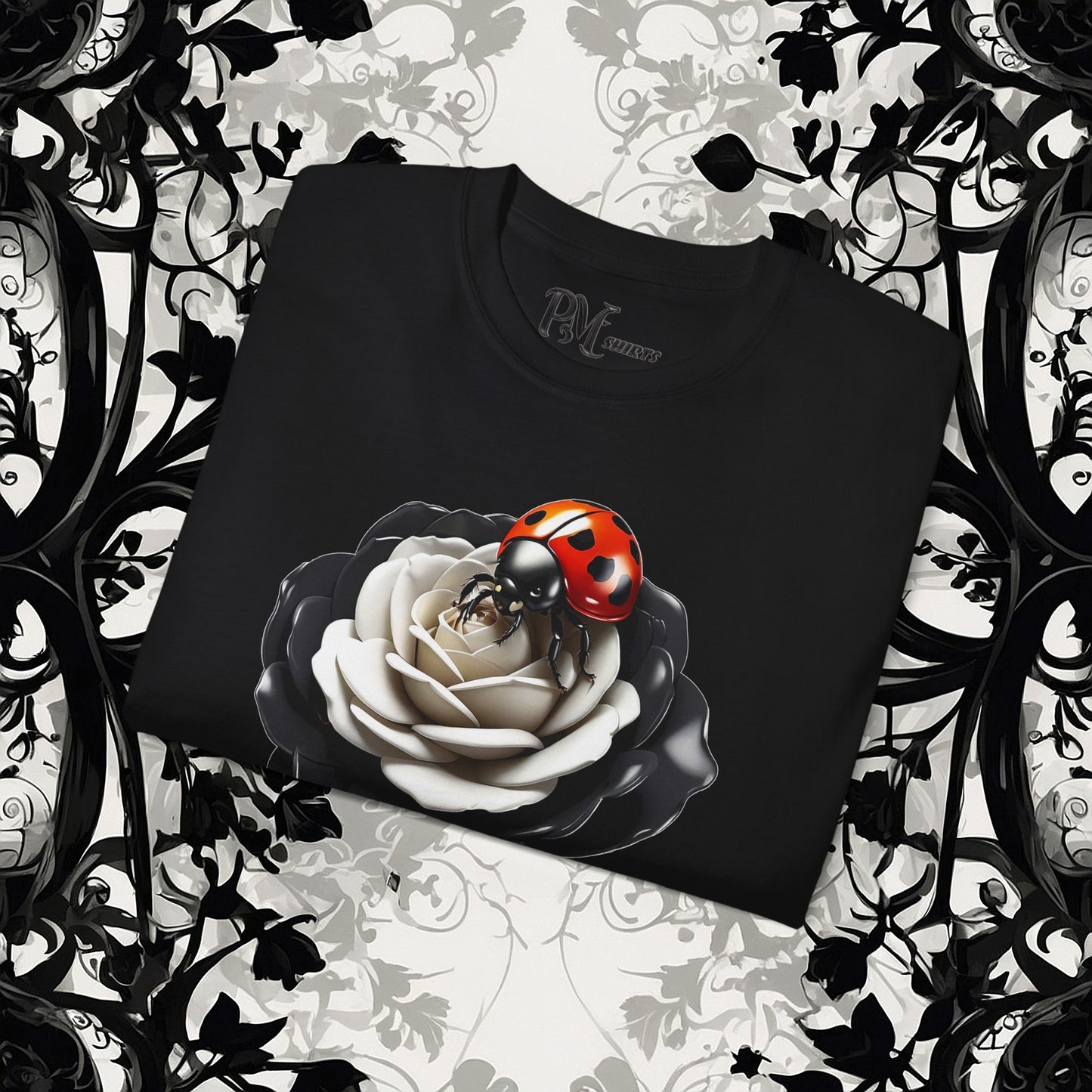 Ladybug on a Rose Tee (Gildan 2000)