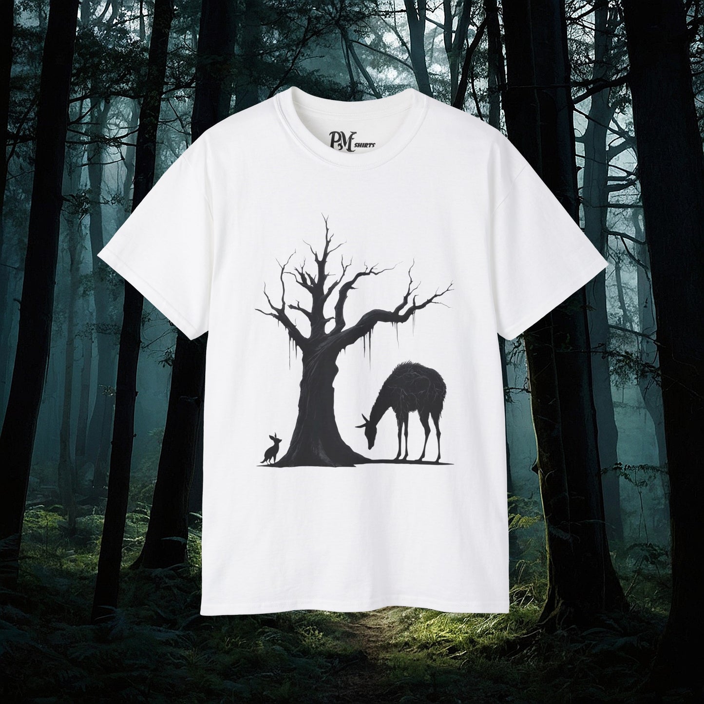 Dead Tree with Forest Critters Tee (Gildan 2000)