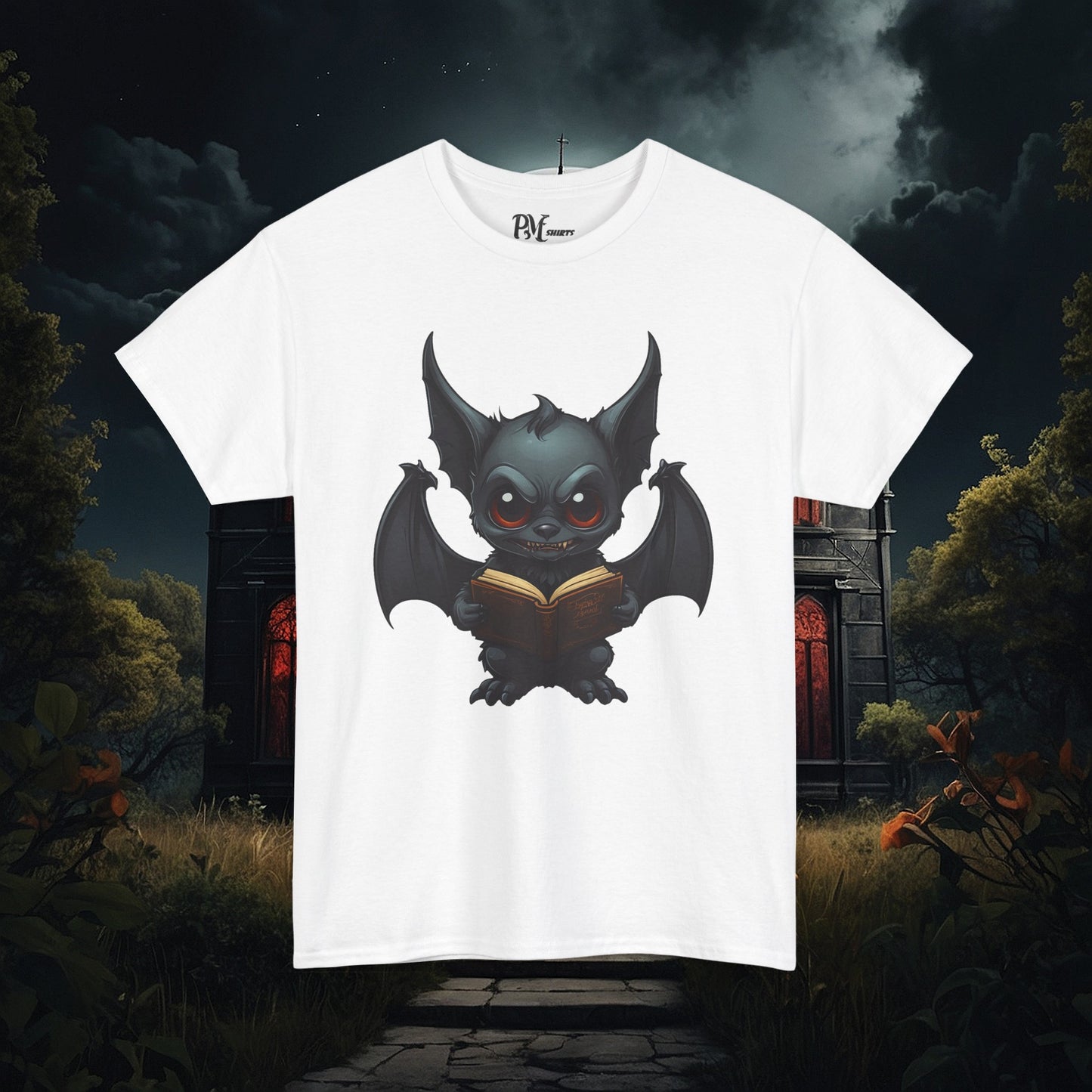 Gothic Bat Reading T-Shirt