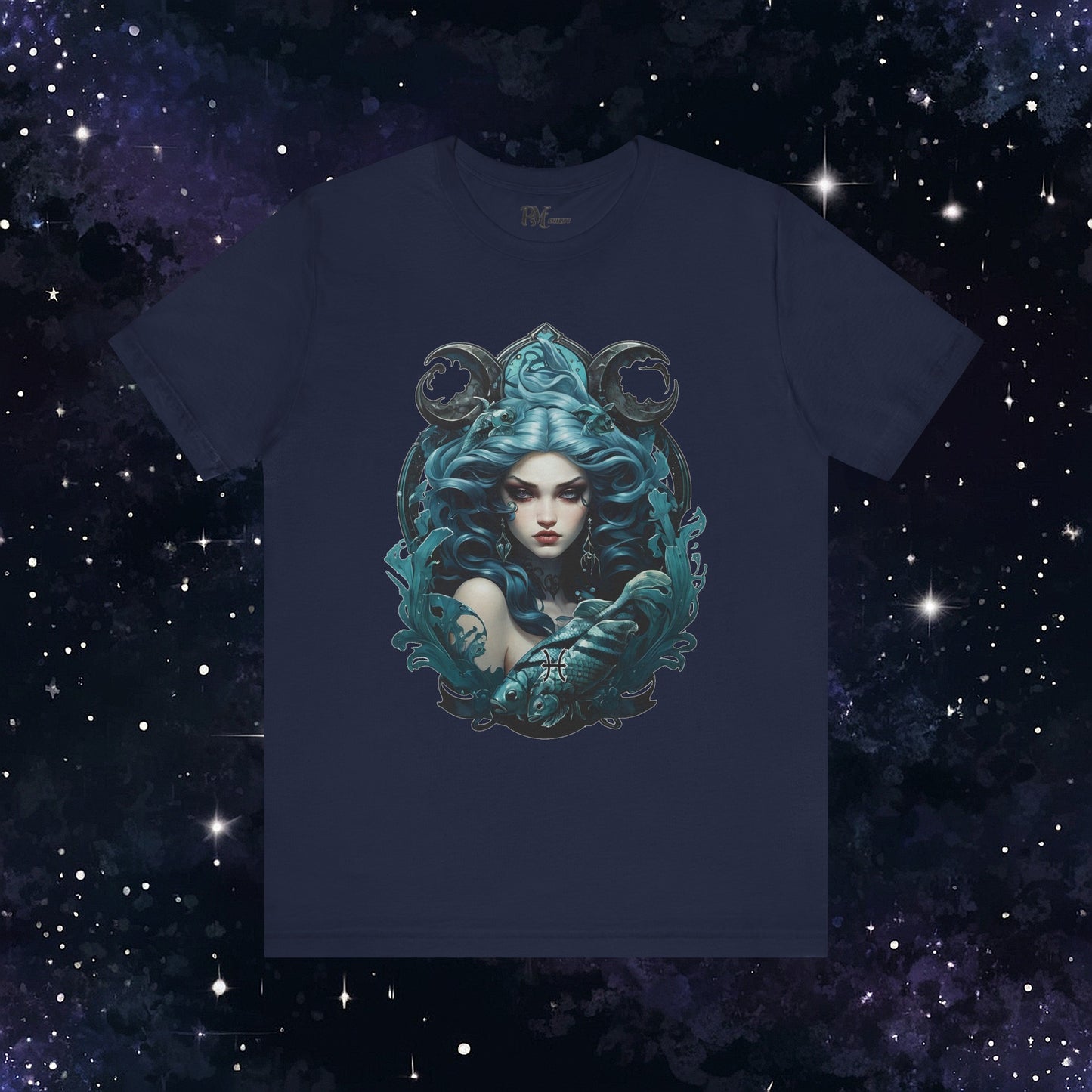 Gothic Pisces Zodiac T-Shirt: Dark Style Graphic Tee (Bella Canvas 3001)
