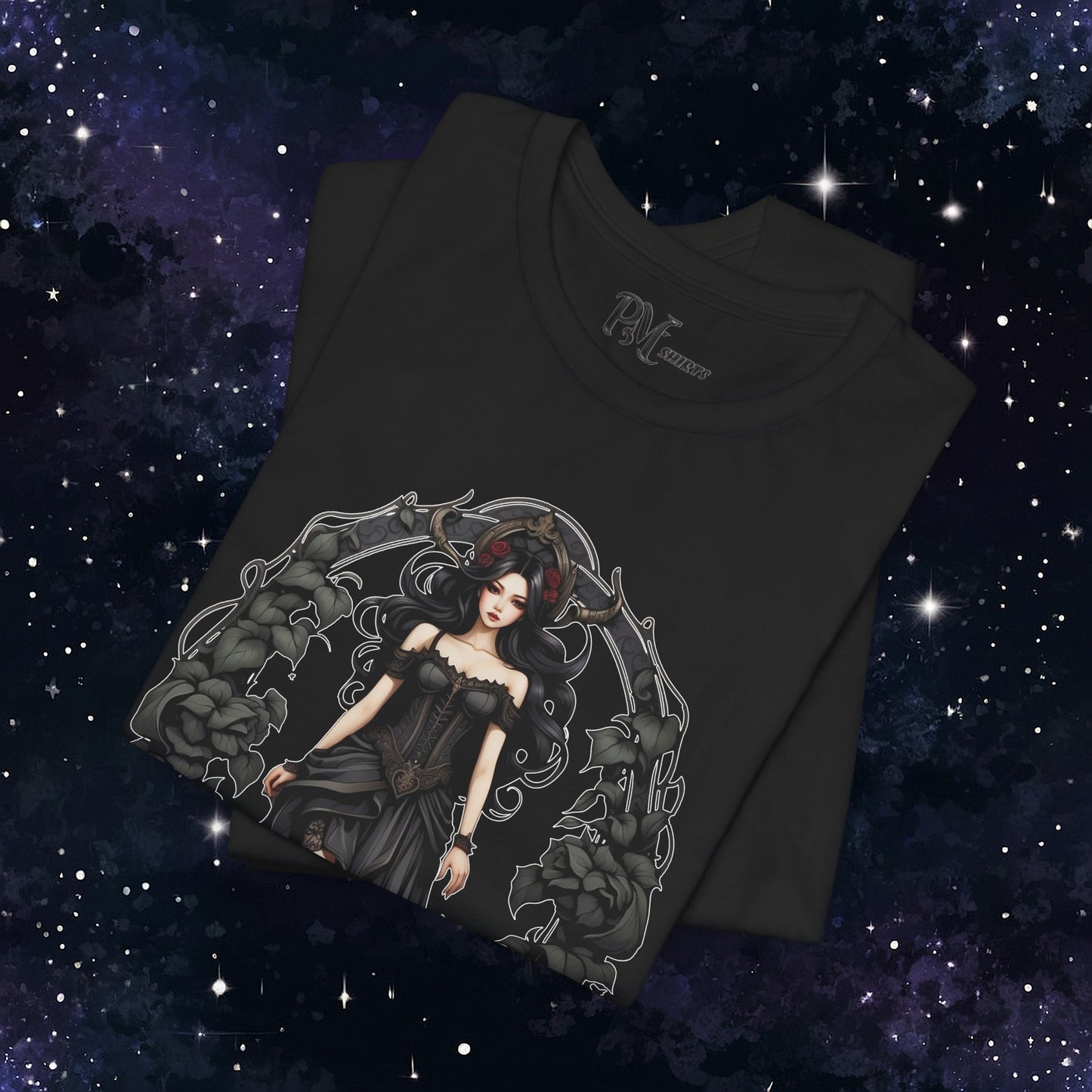 Gothic Virgo Zodiac T-Shirt: Dark Style Graphic Tee (Bella Canvas 3001)