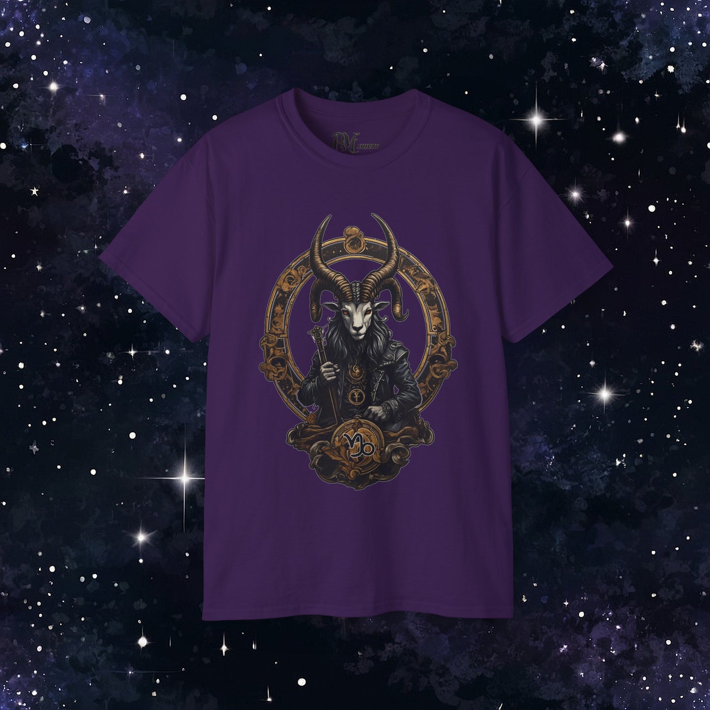 Gothic Capricorn Zodiac T-Shirt - Dark Style with Symbol (Gildan 2000)