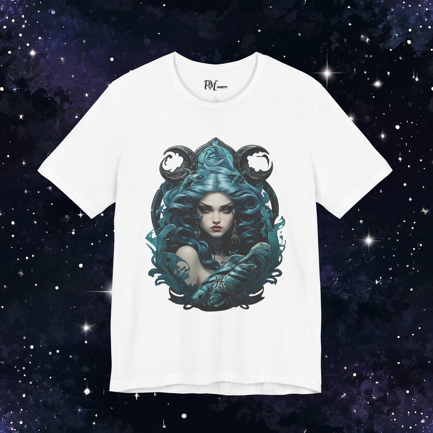 Gothic Pisces Zodiac T-Shirt: Dark Style Graphic Tee (Bella Canvas 3001)