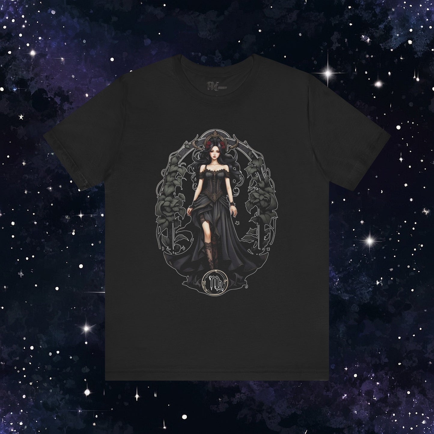 Gothic Virgo Zodiac T-Shirt: Dark Style Graphic Tee (Bella Canvas 3001)