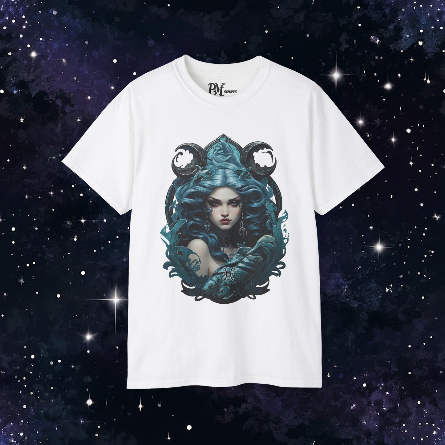 Gothic Pisces Zodiac T-Shirt: Dark Style Graphic Tee (Gildan 2000)