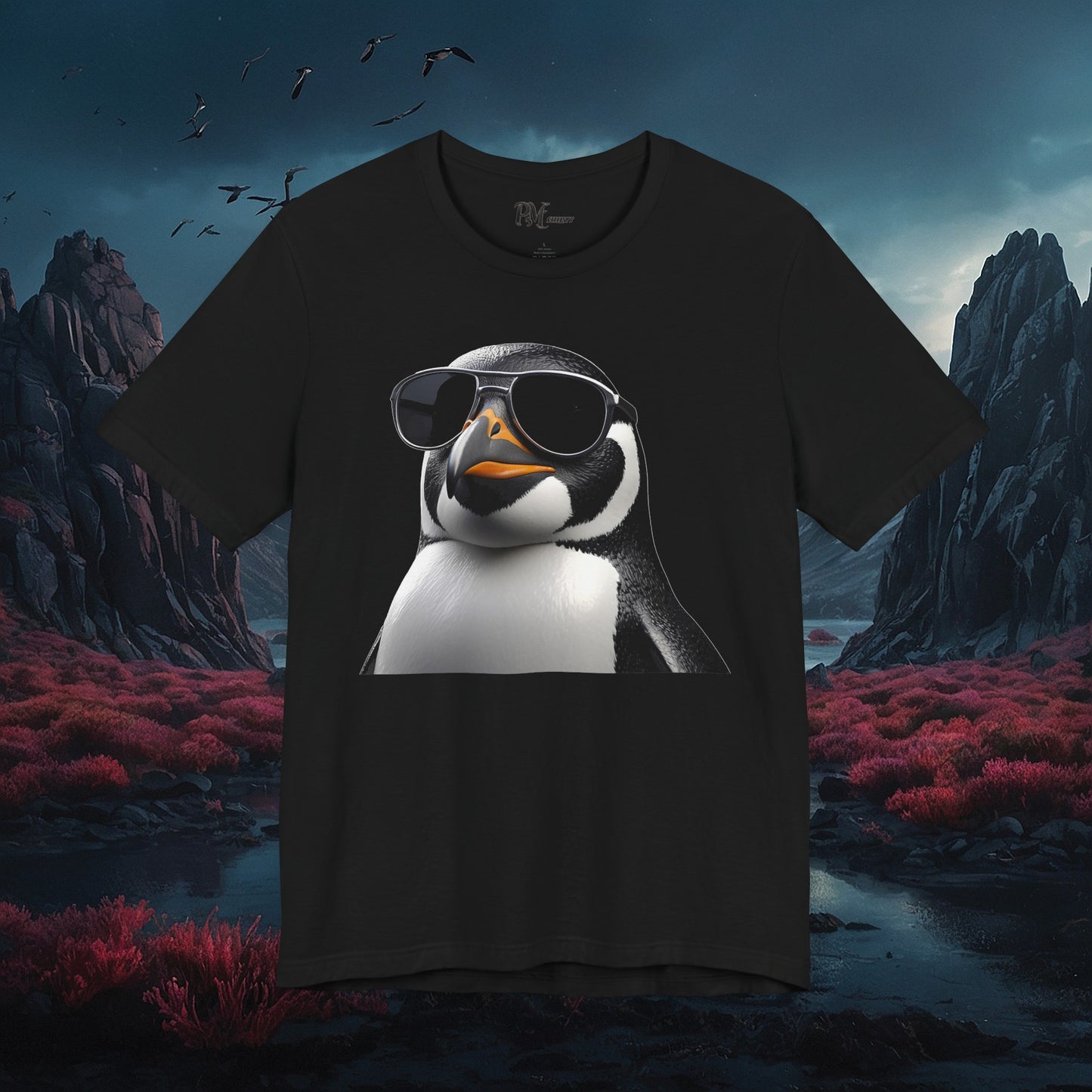 Gothic Penguin T-Shirt: Dark Style Tee (Bella Canvas 3001)