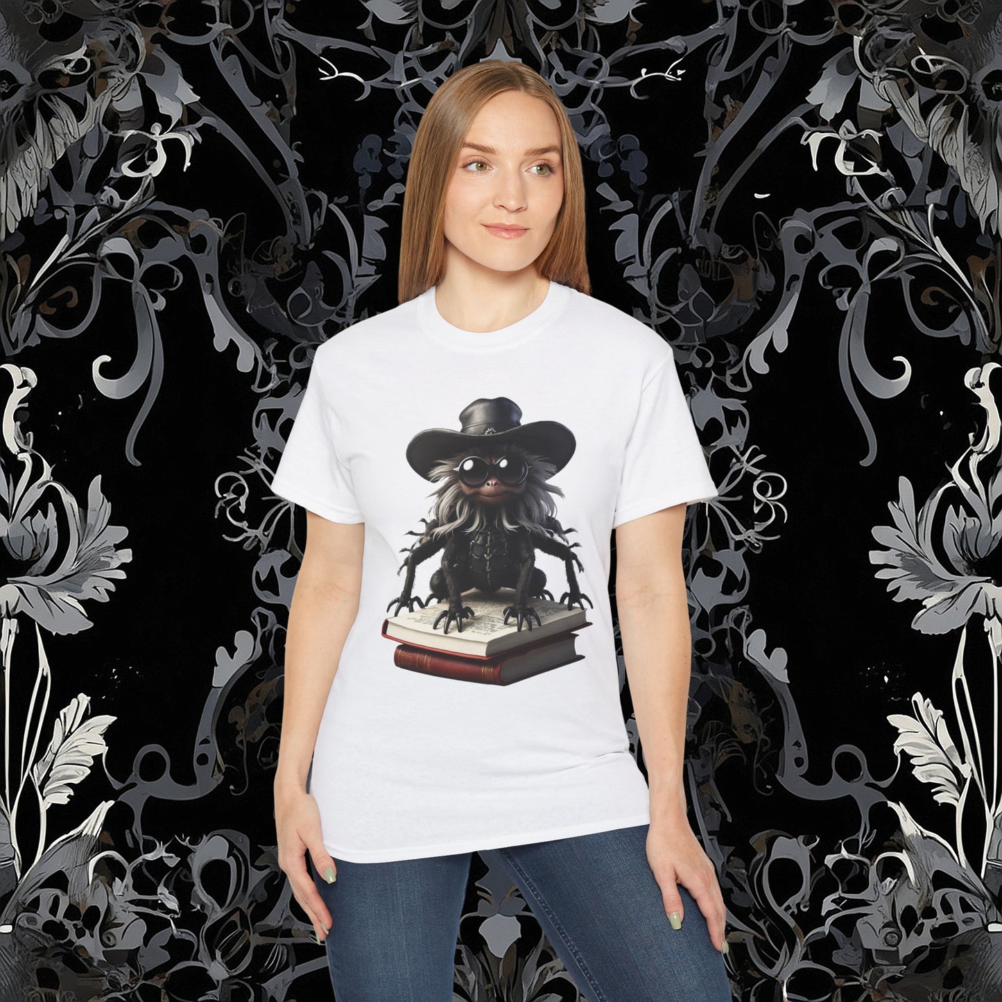 Goth Reading Spider T-Shirt | Dark Fantasy Tee (Gildan 2000)