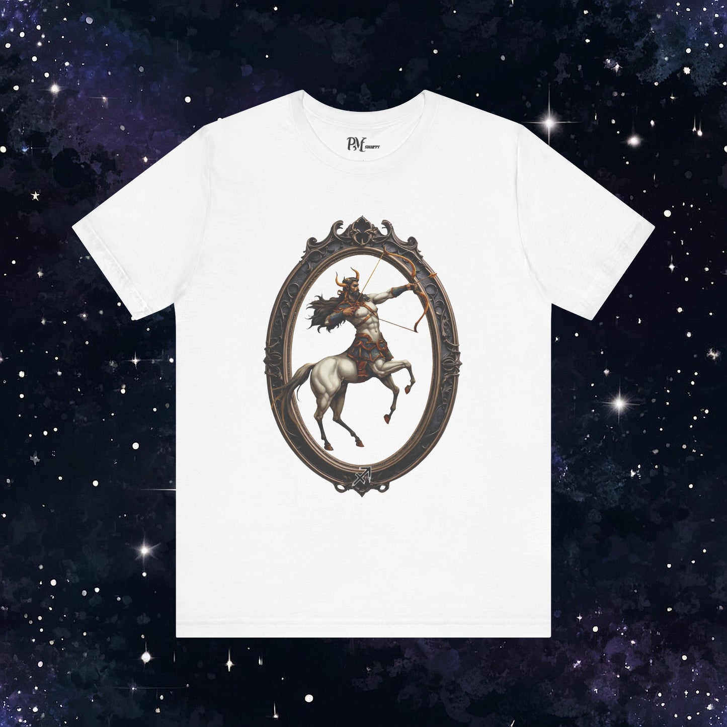 Gothic Sagittarius Zodiac T-Shirt: Dark Style Graphic Tee (Bella Canvas 3001)