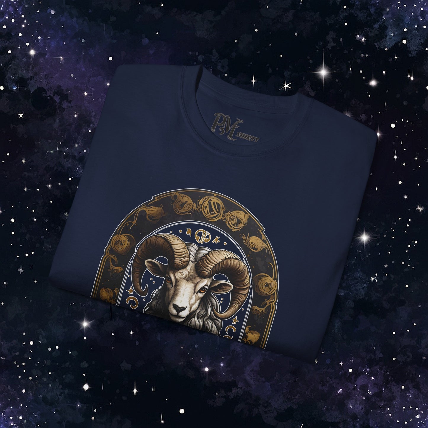 Gothic Aries Zodiac T-Shirt: Dark Style Graphic Tee (Gildan 2000)