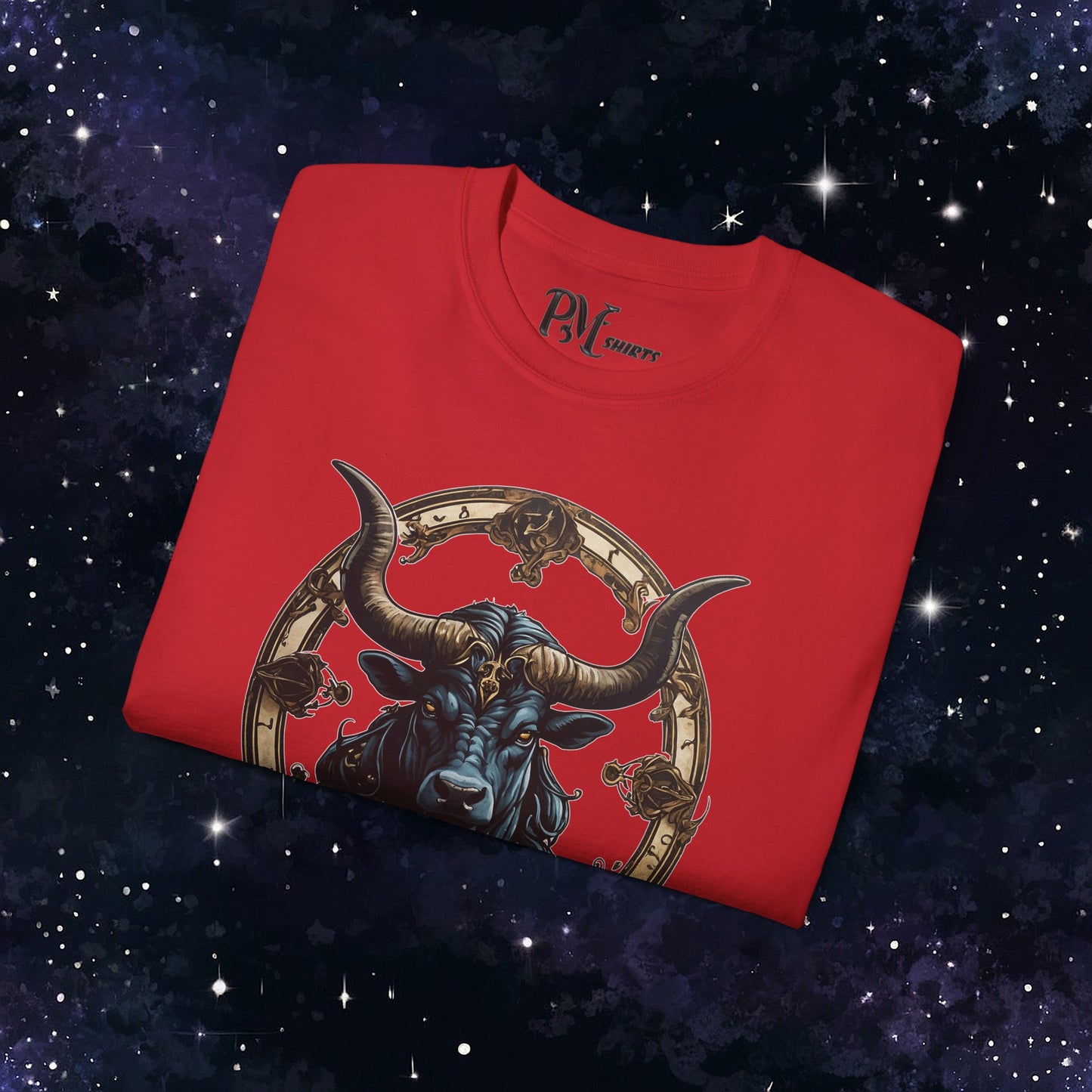 Gothic Taurus Zodiac T-Shirt: Dark Style Graphic Tee (Gildan 2000)