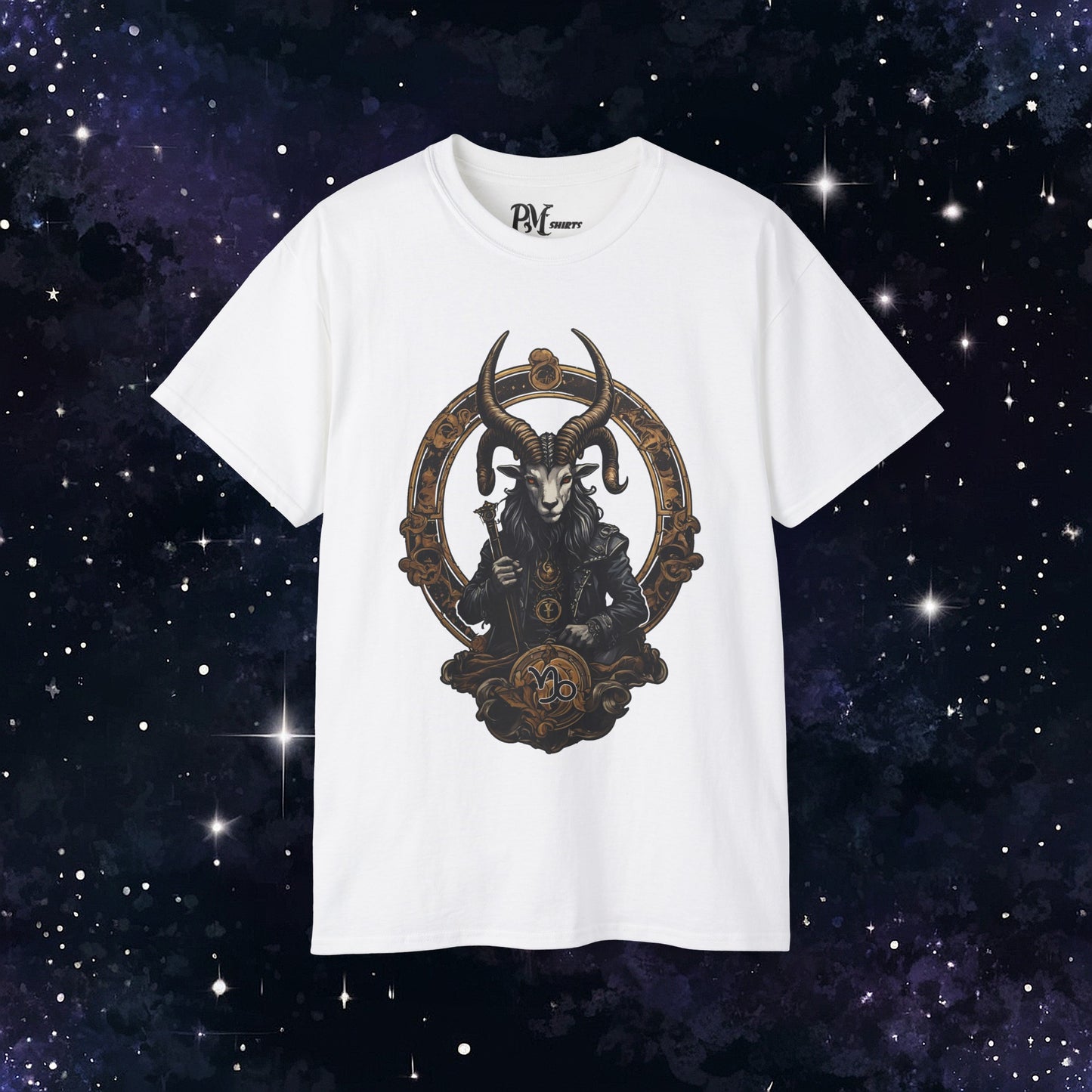 Gothic Capricorn Zodiac T-Shirt - Dark Style with Symbol (Gildan 2000)