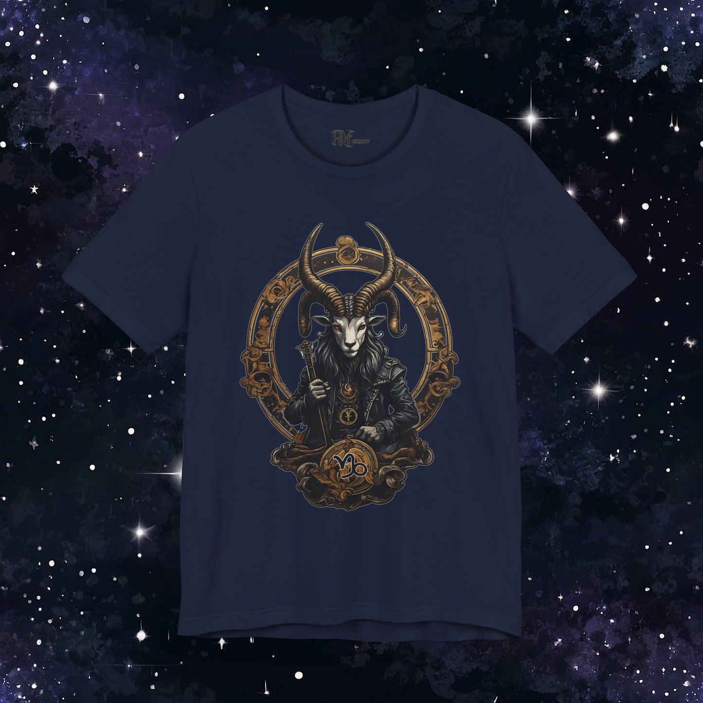 Gothic Capricorn Zodiac T-Shirt - Dark Style with Symbol (Bella Canvas 3001)