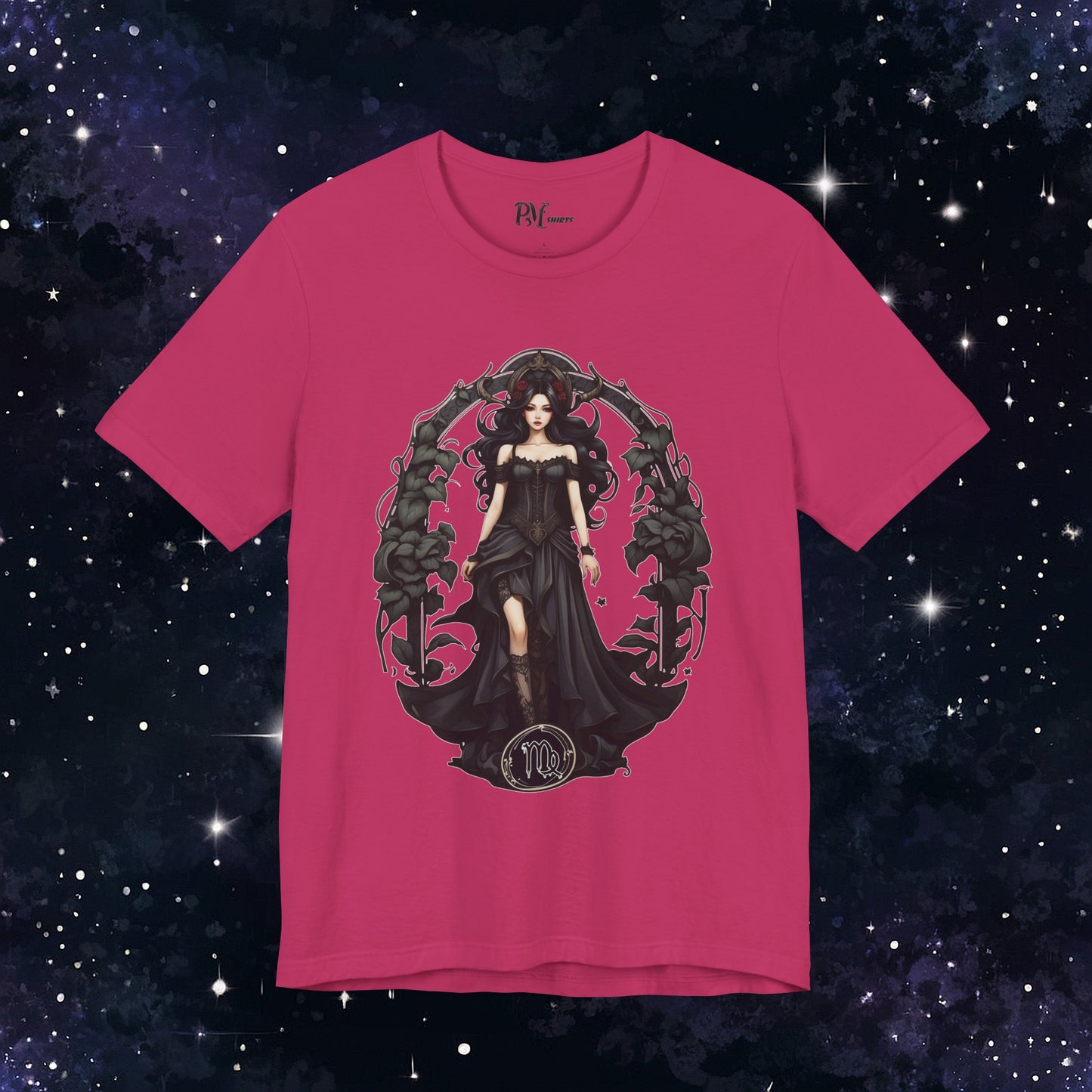 Gothic Virgo Zodiac T-Shirt: Dark Style Graphic Tee (Bella Canvas 3001)