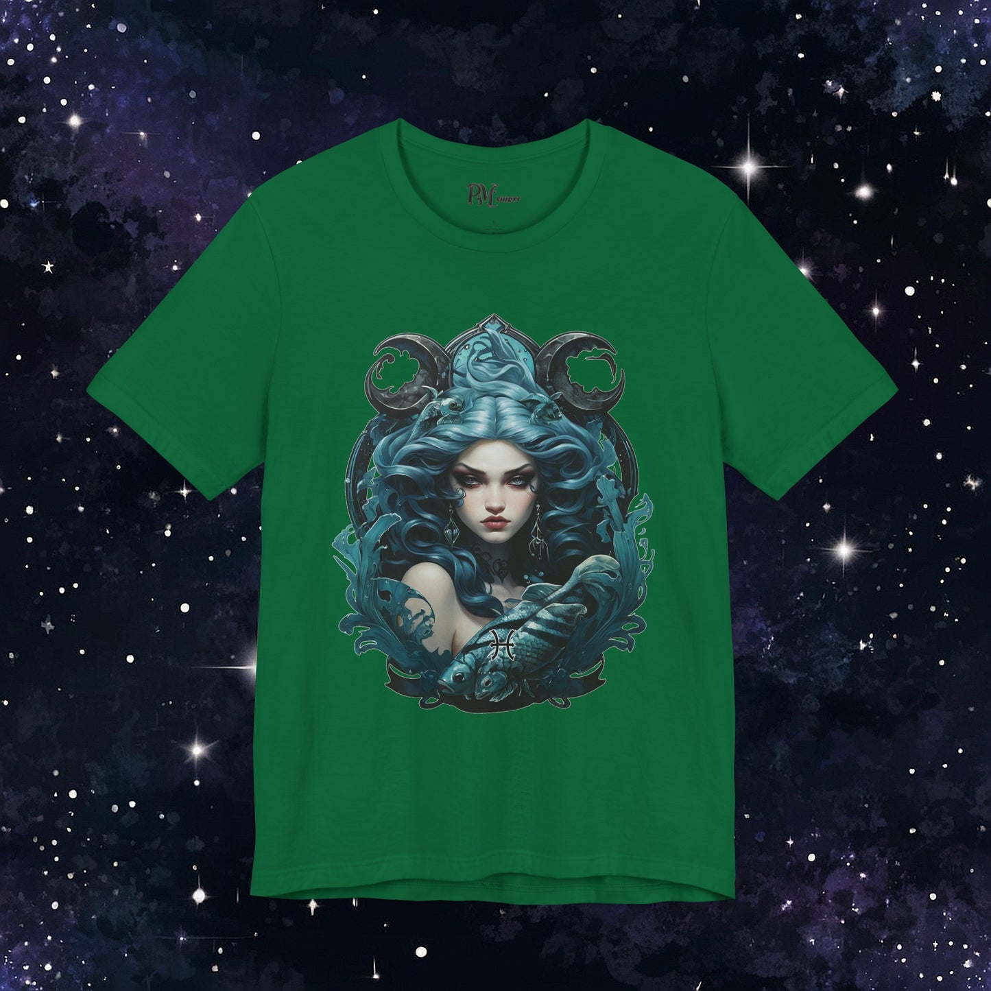 Gothic Pisces Zodiac T-Shirt: Dark Style Graphic Tee (Bella Canvas 3001)