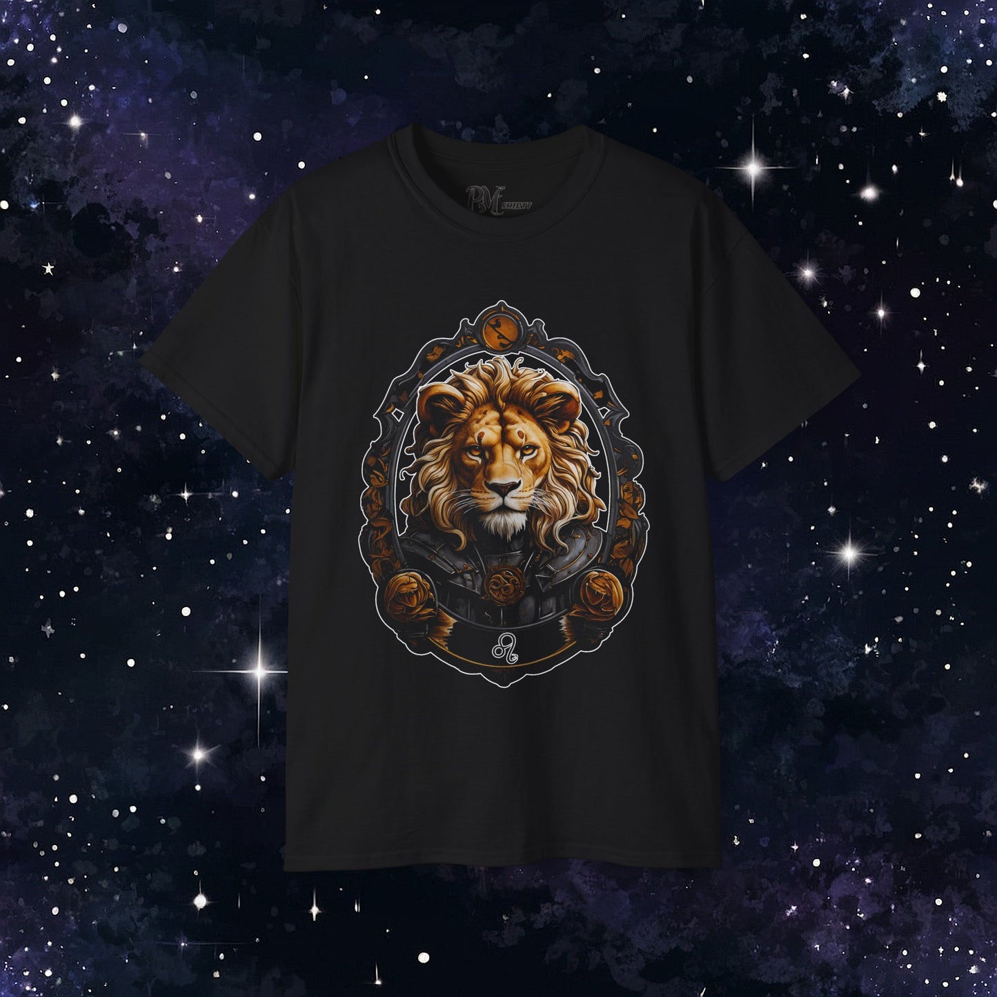 Gothic Leo Zodiac T-Shirt: Dark Style Graphic Tee (Gildan 2000)
