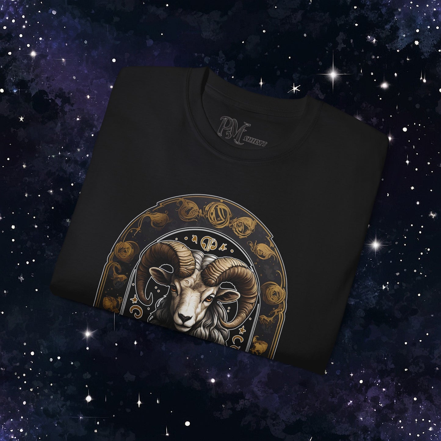 Gothic Aries Zodiac T-Shirt: Dark Style Graphic Tee (Gildan 2000)